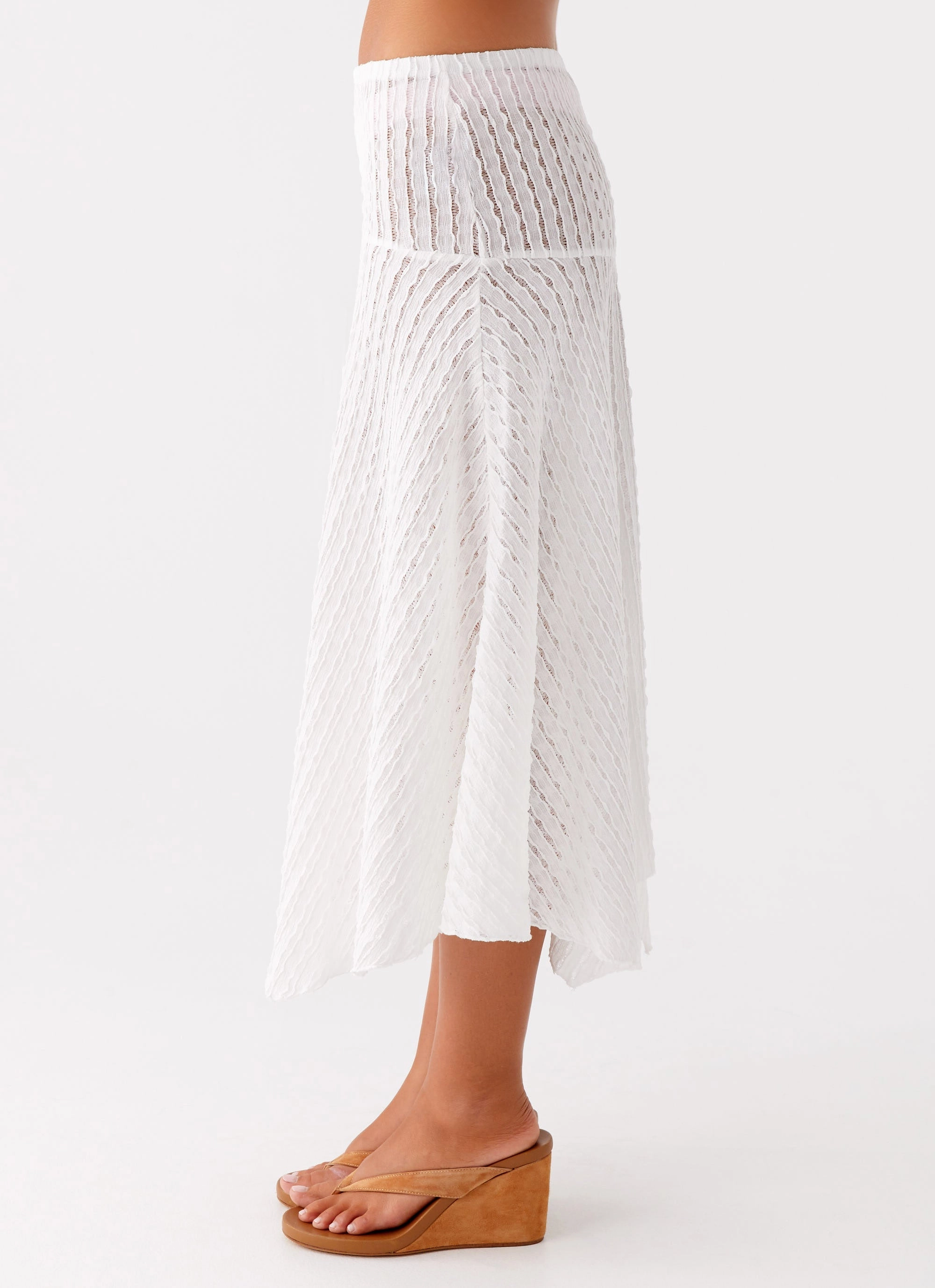 Machine wash safe Friction Free Katta Midi Skirt - Ivory