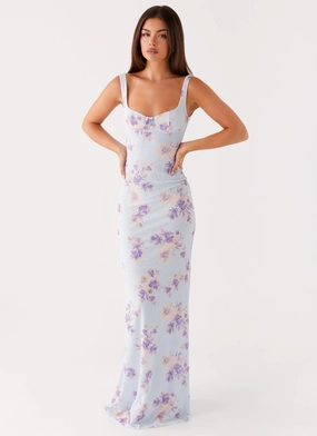 Flattering and Effortless Silky Finish Charity Maxi Dress - Print