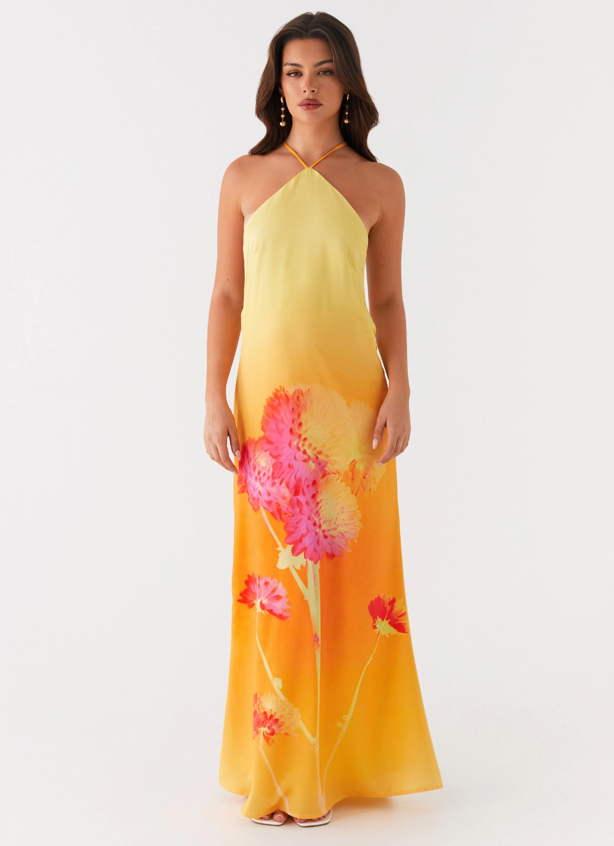 Chloe Maxi Dress - Orange Floral City Layers Chilly Comfort