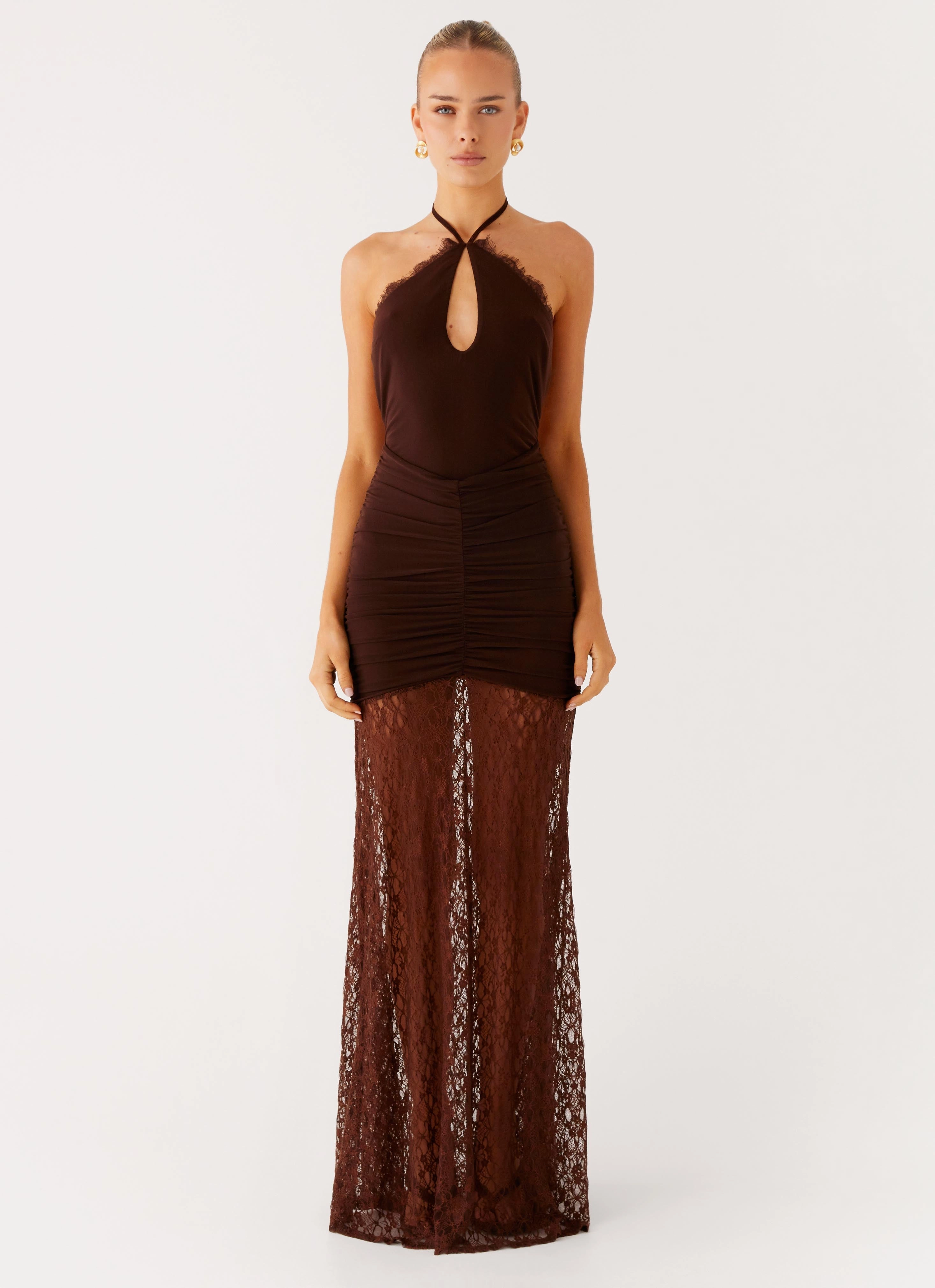 Simple Yet Elegant Front-Pocket Somber Maxi Dress - Chocolate