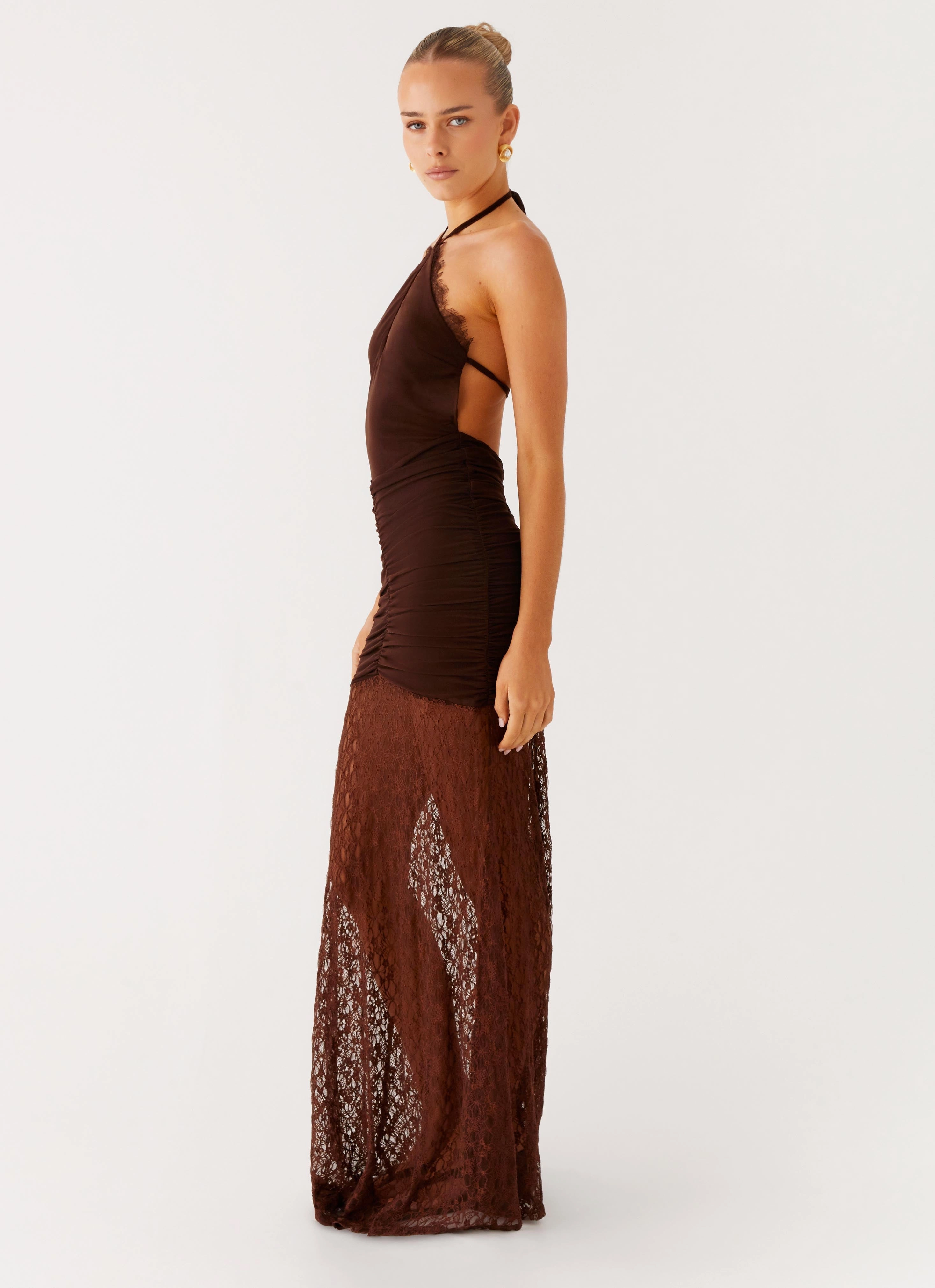 Soft Tone Easy Layers Somber Maxi Dress - Chocolate