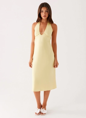 Davies Midi Dress - Yellow Refined Cut Travel Fashion