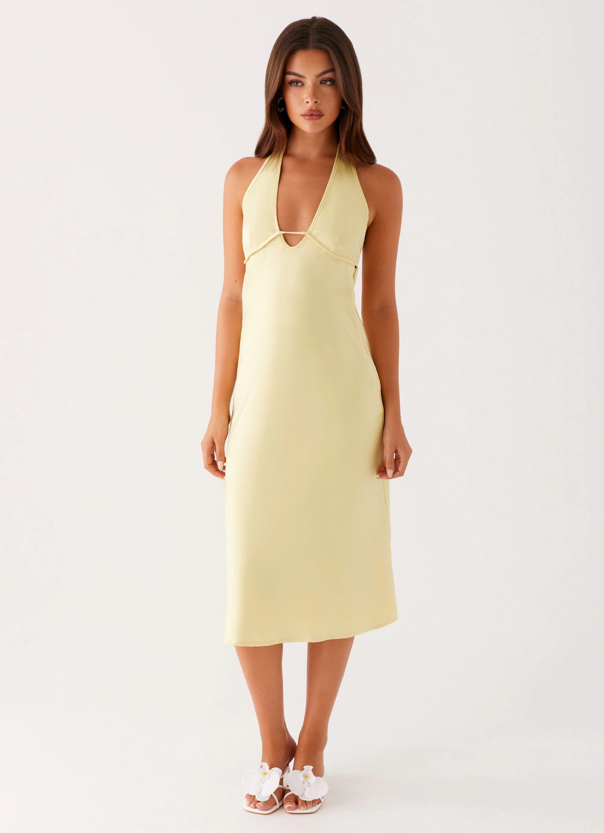 StretchableKnit Davies Midi Dress - Yellow