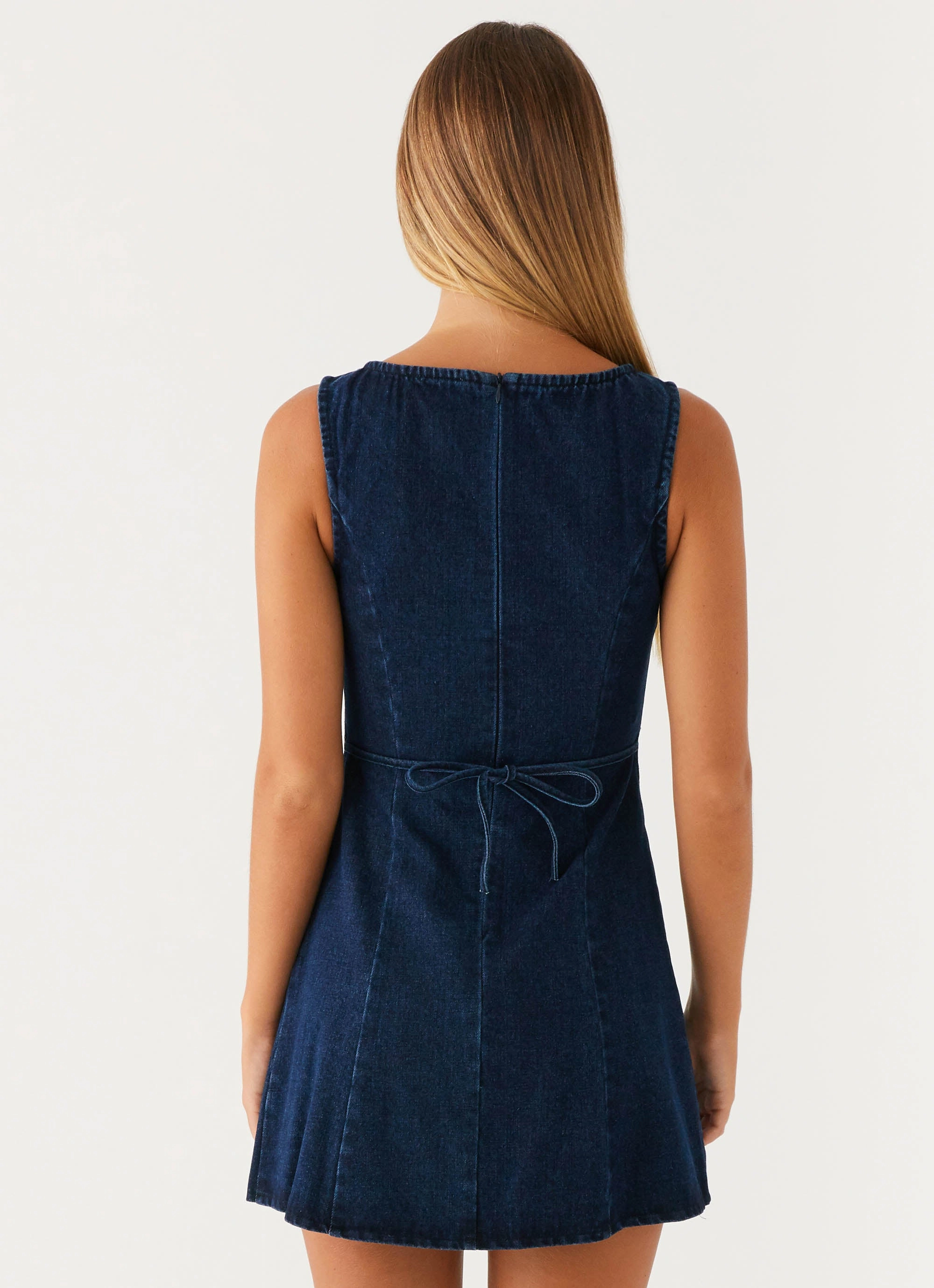Rochelle Denim Mini Dress - Blue Bold Print