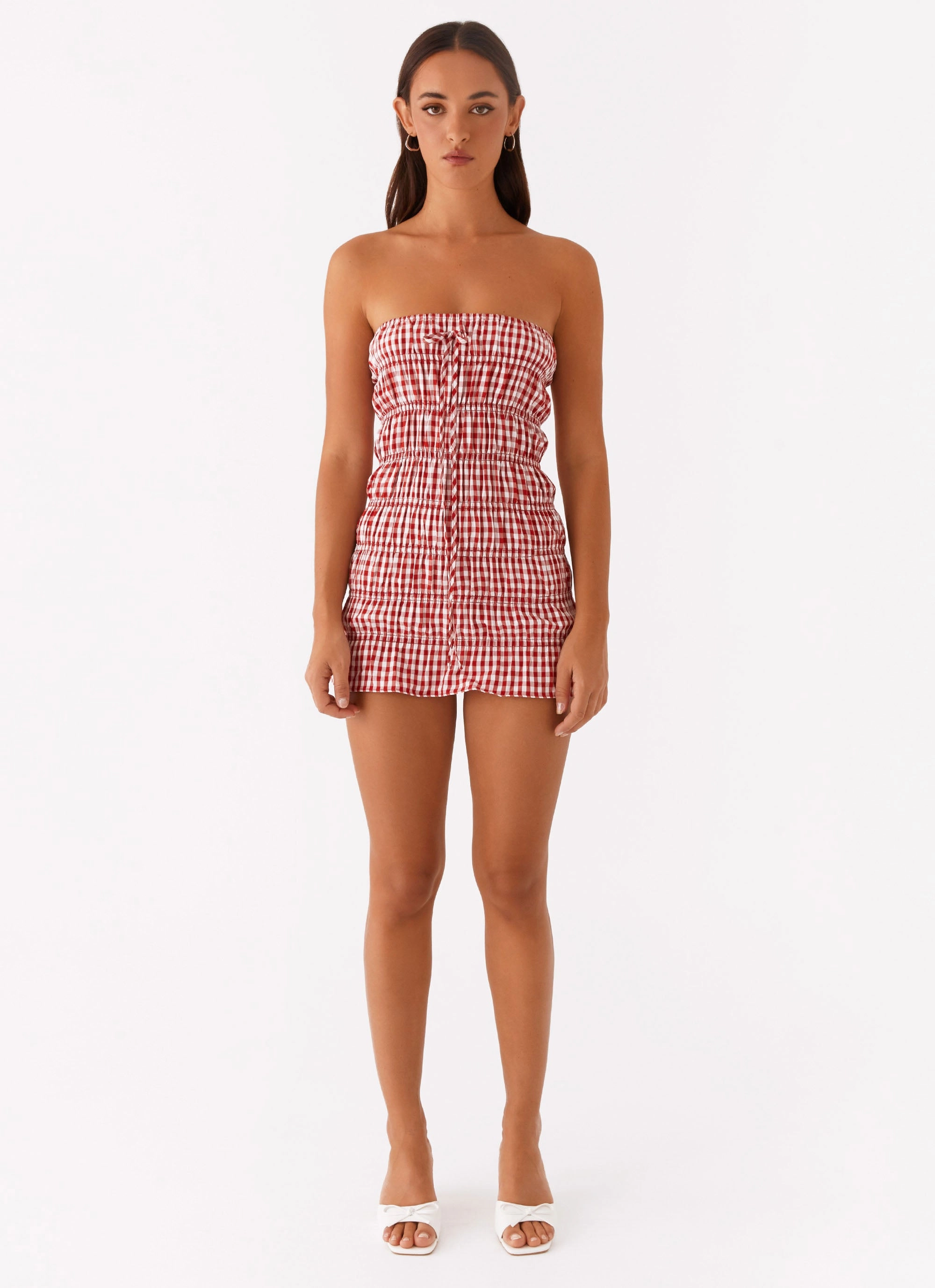 Evening Outing Adele Mini Dress - Red Gingham