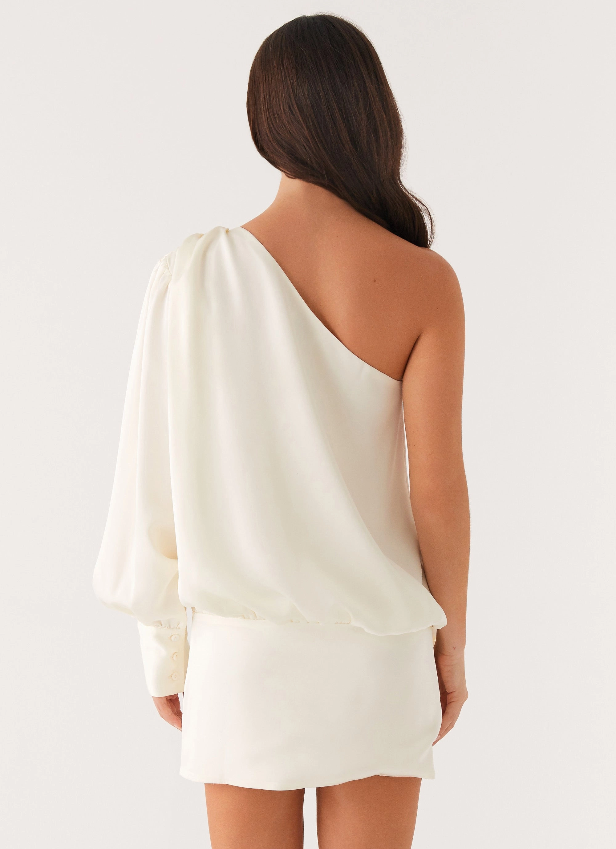 Pippie One Shoulder Mini Dress - Ivory Collaboration Piece