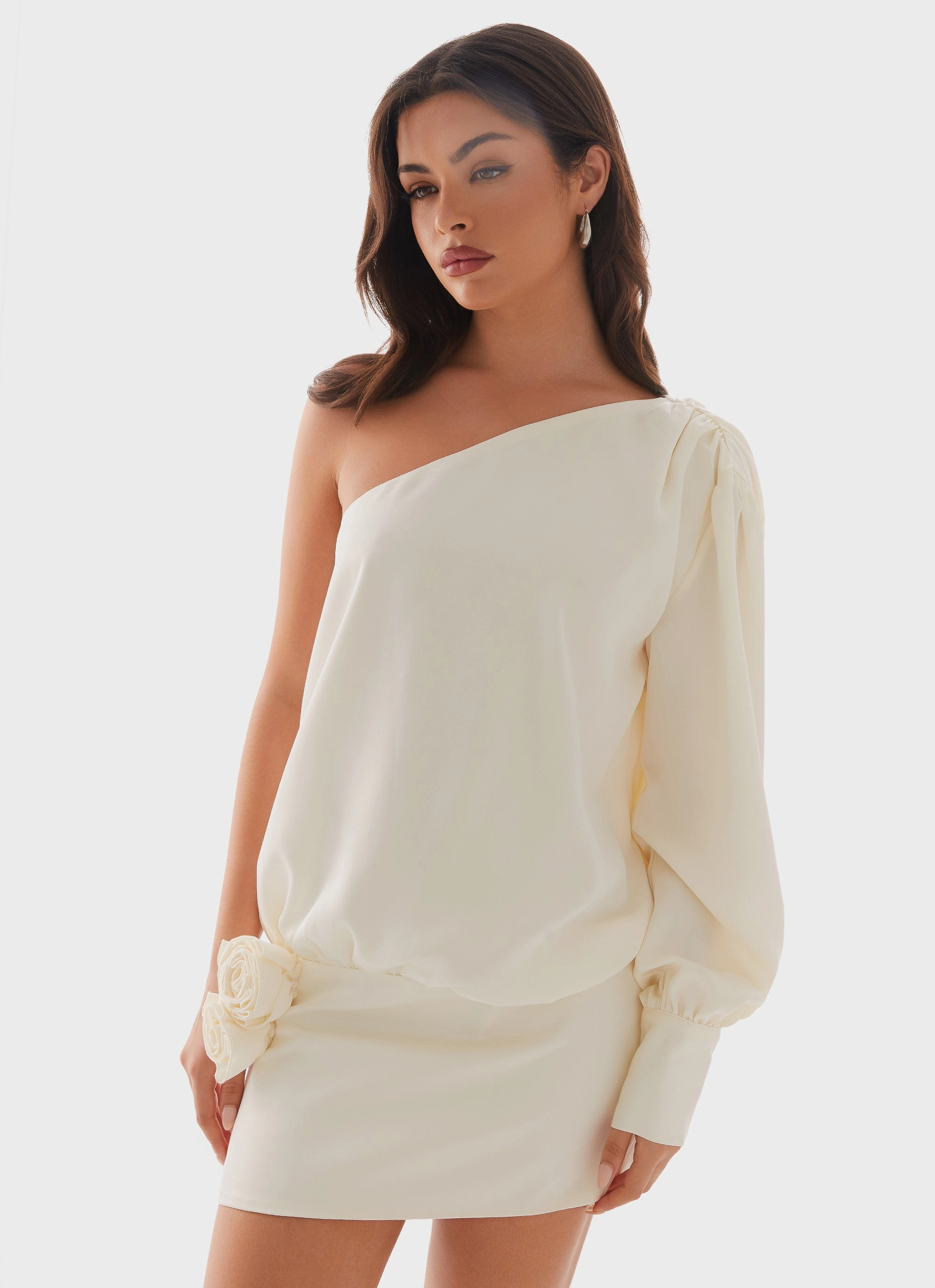 Mix Culture Fashion Mood Pippie One Shoulder Mini Dress - Ivory