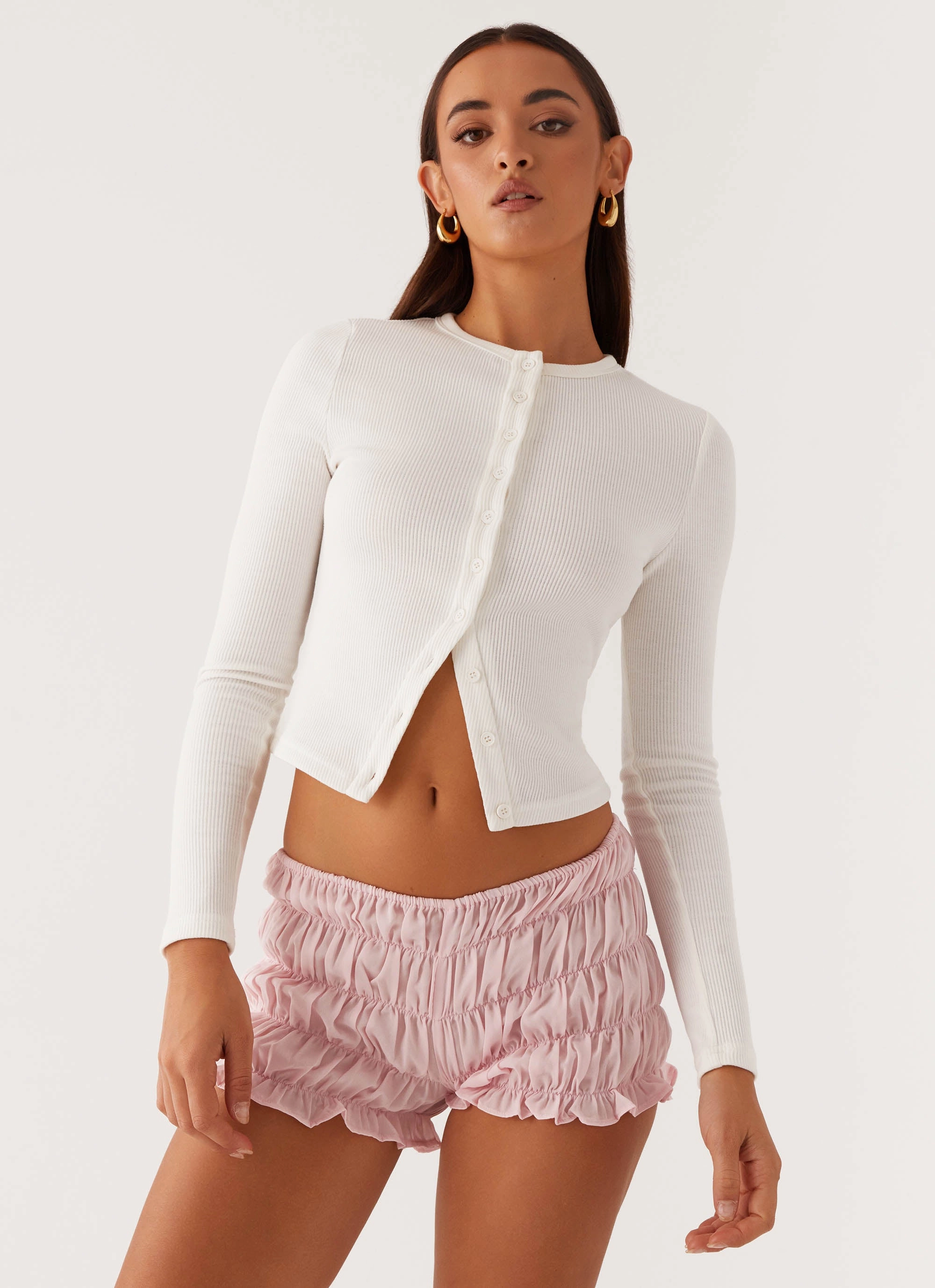 Girls Like Us Ruched Mini Shorts - Pink All Use