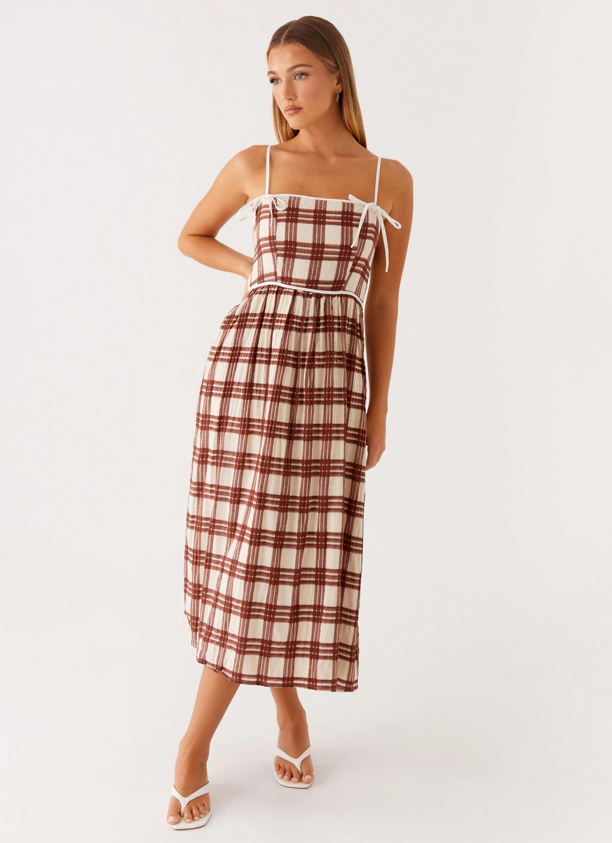 Shyanne Midi Dress - Chocolate Check Easy Pairing