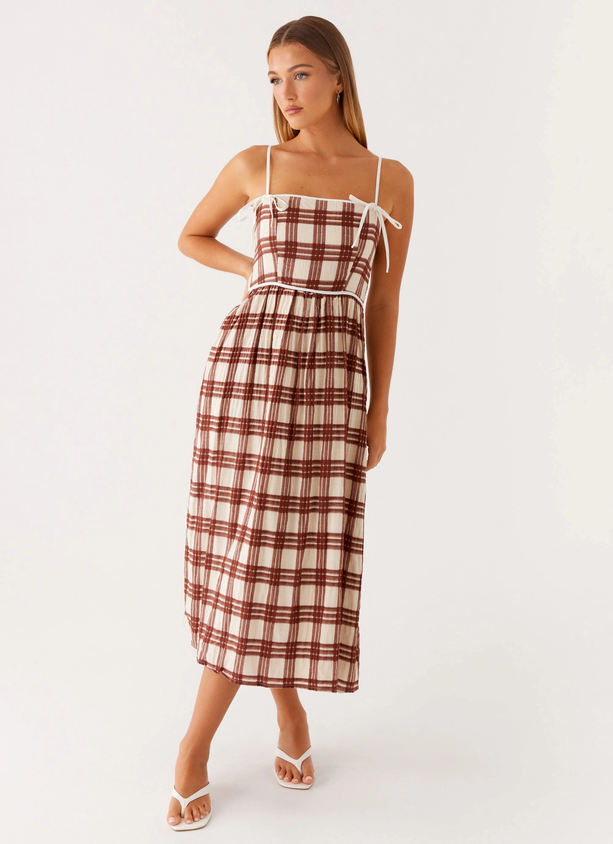 Subtle Charm Shyanne Midi Dress - Chocolate Check