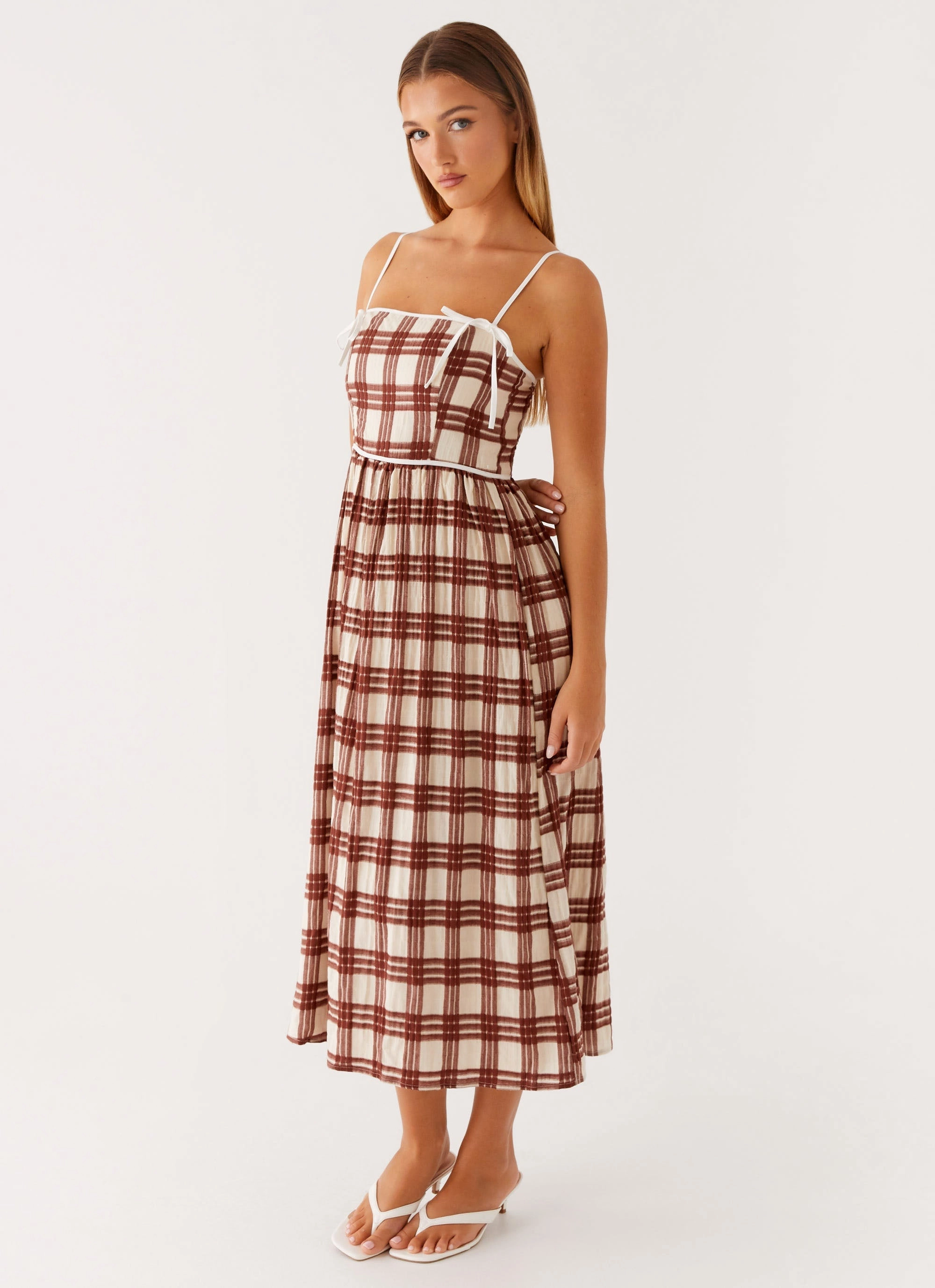 Smart touch Blush Glow Shyanne Midi Dress - Chocolate Check