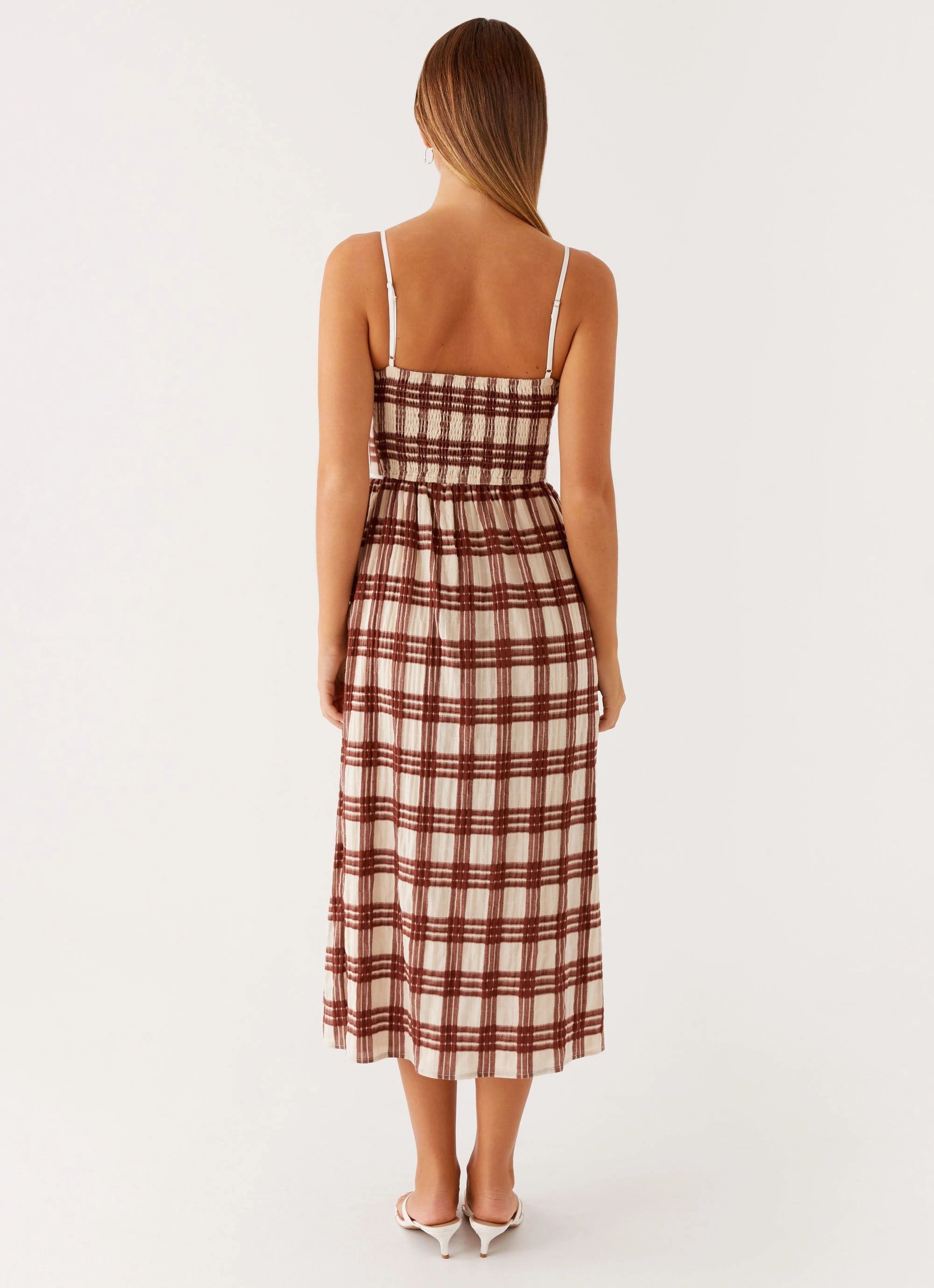 Shyanne Midi Dress - Chocolate Check Delicate Finish