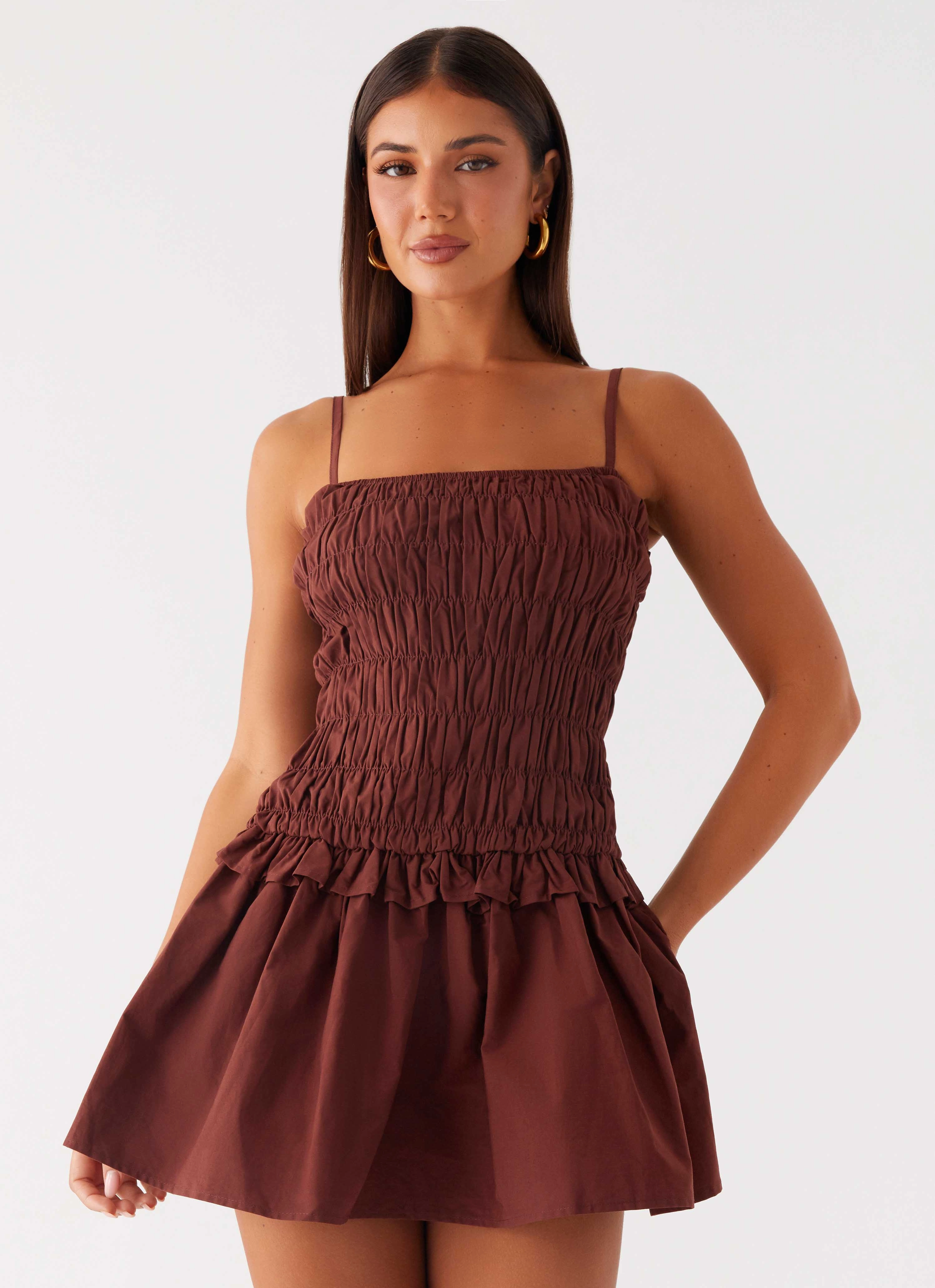 Sleek Motion Bold Look Jaxi Mini Dress - Chocolate