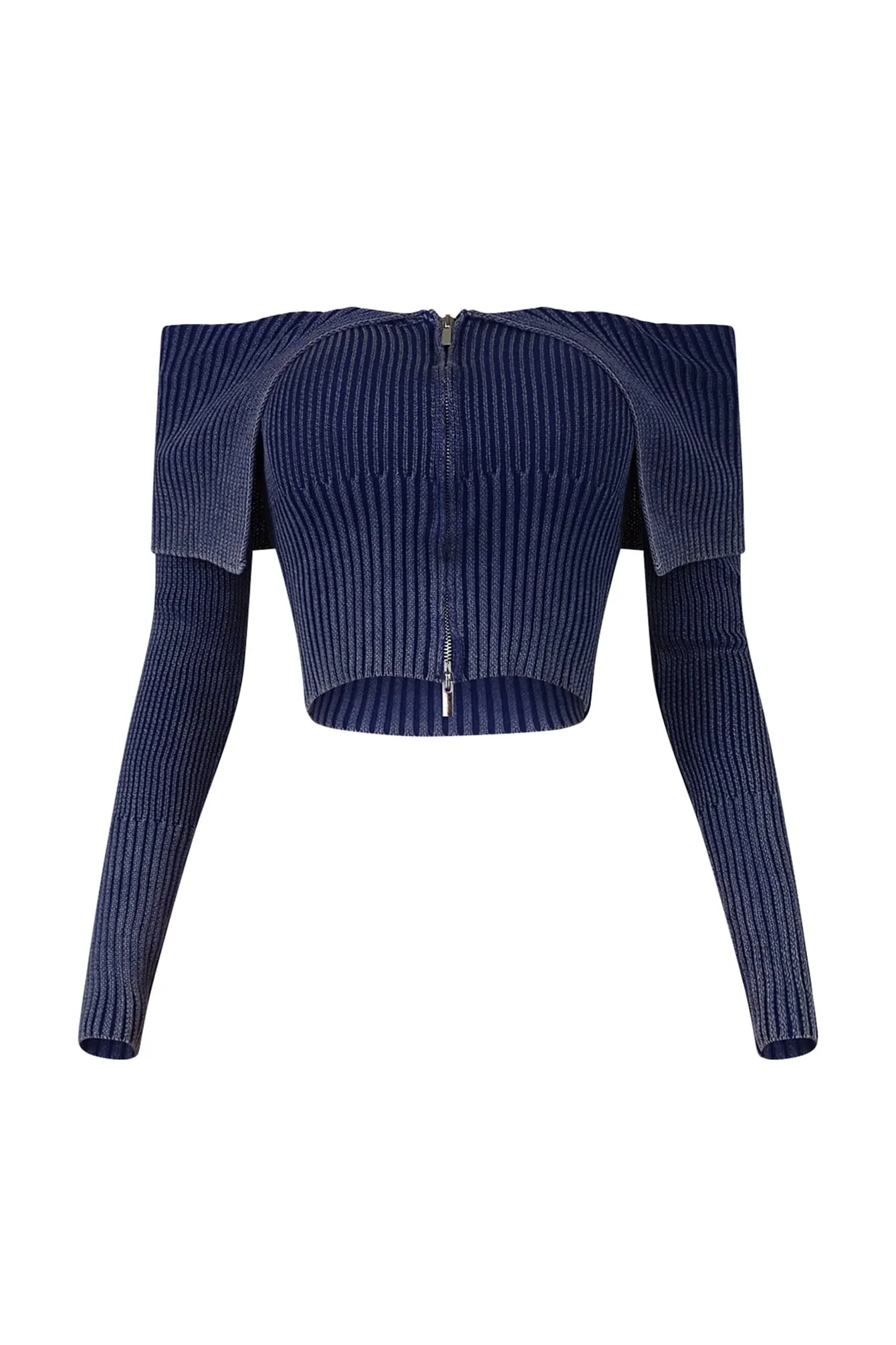 Bethany Folded Cape Zipper Sweater Non Restrictive Cut Casual Long Sleeve