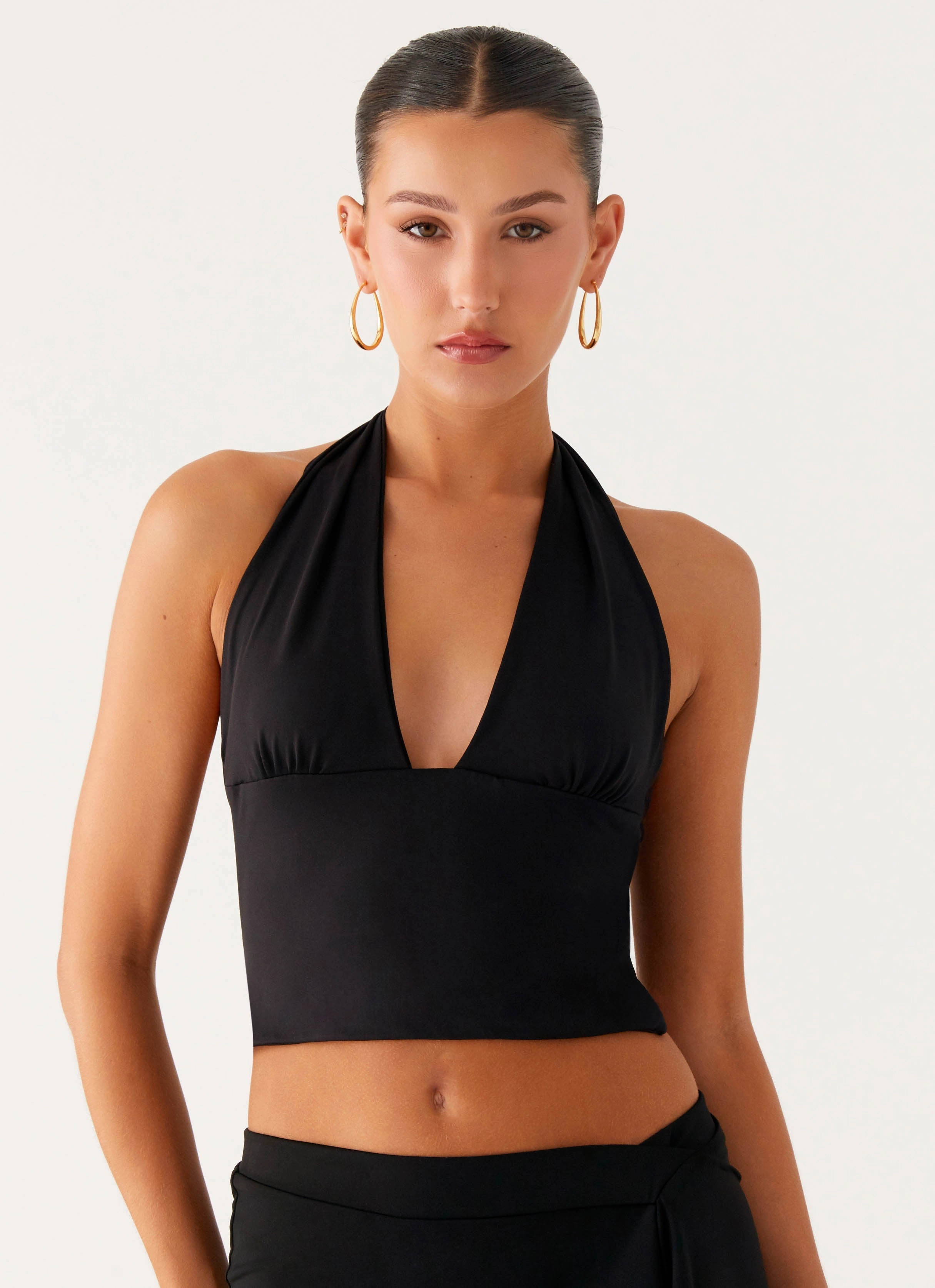 Simple Dress BambooBlend Fade Out Hardwear Halter Top - Black