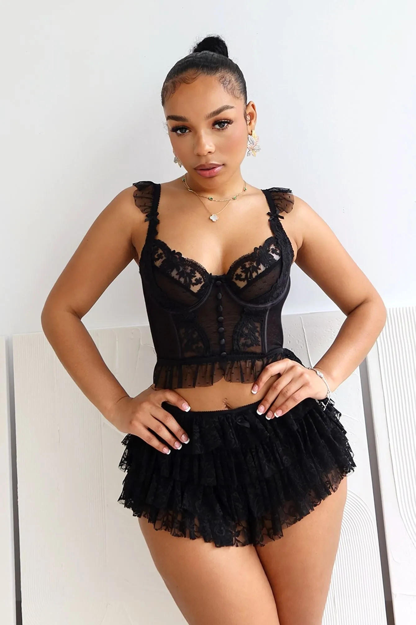 First Date Lace Trim Bustier Top Ultraviolet Protection Fabric Tear Resistant