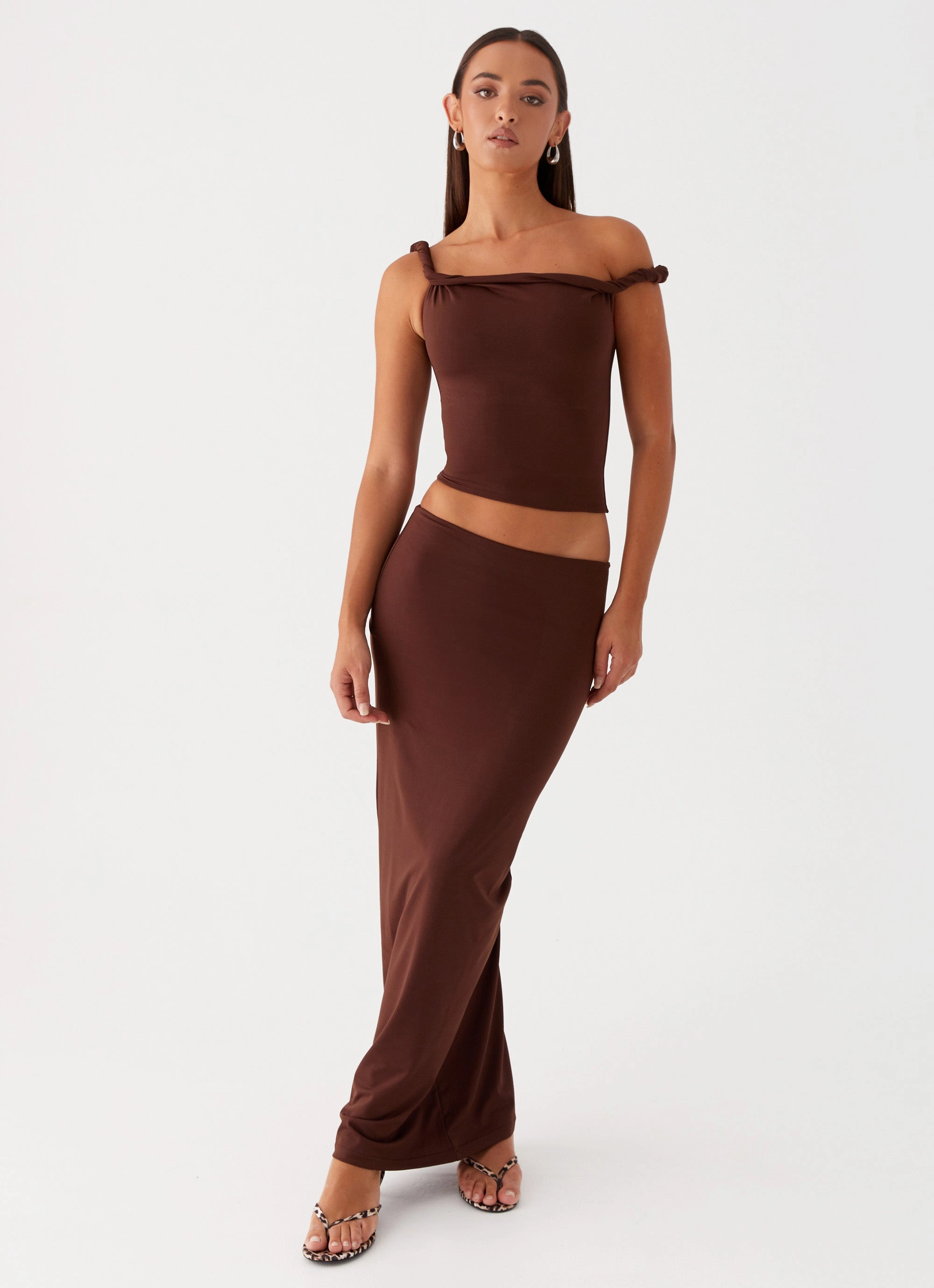 Solace Soul Maxi Skirt - Chocolate Non Restrictive Fit Sophisticated Mood