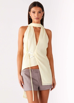 Solari Scarf Top - Yellow Minimalist Silhouette