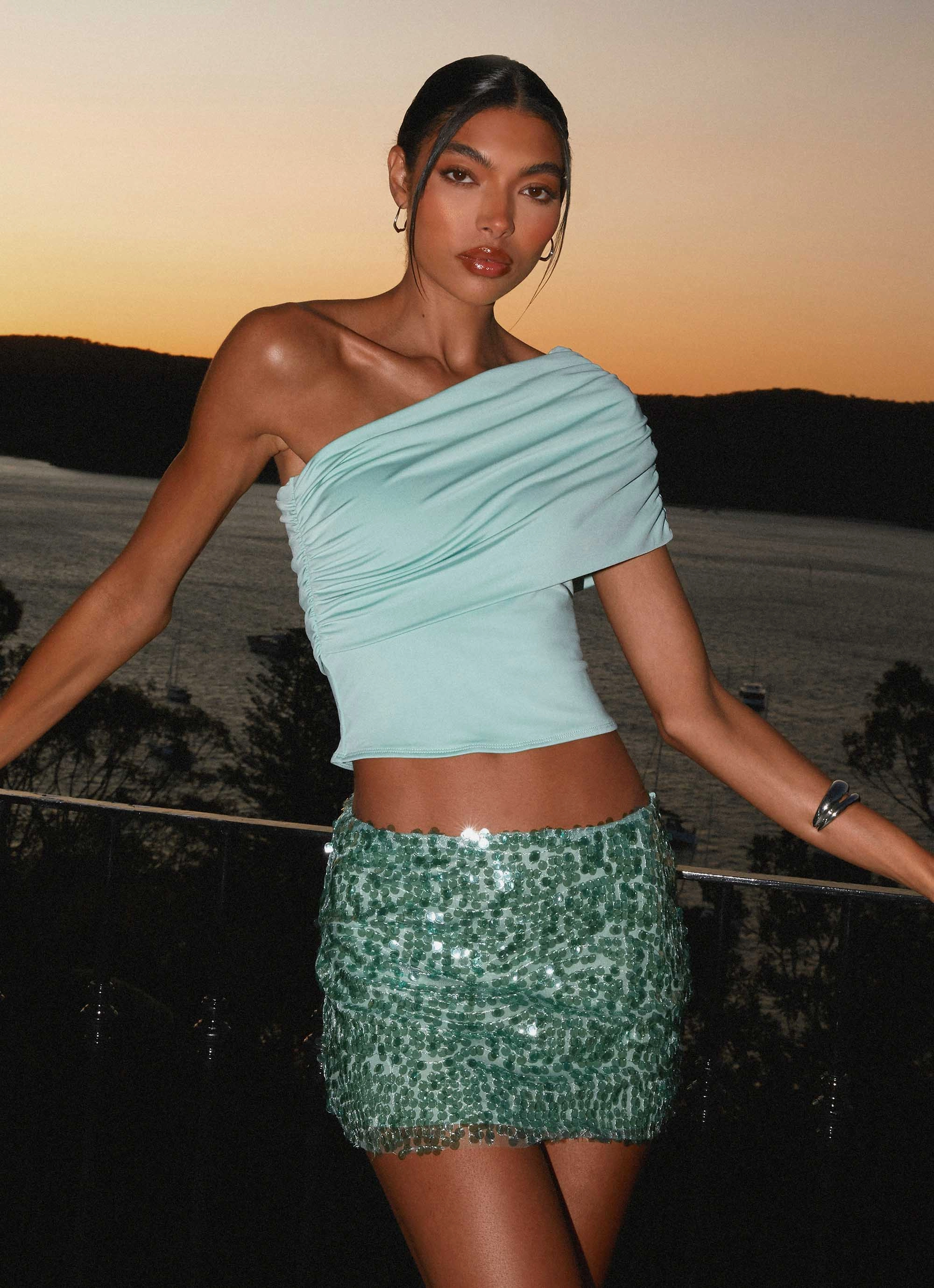 Made For You Low Rise Sequin Mini Skirt - Mint Year Round Style