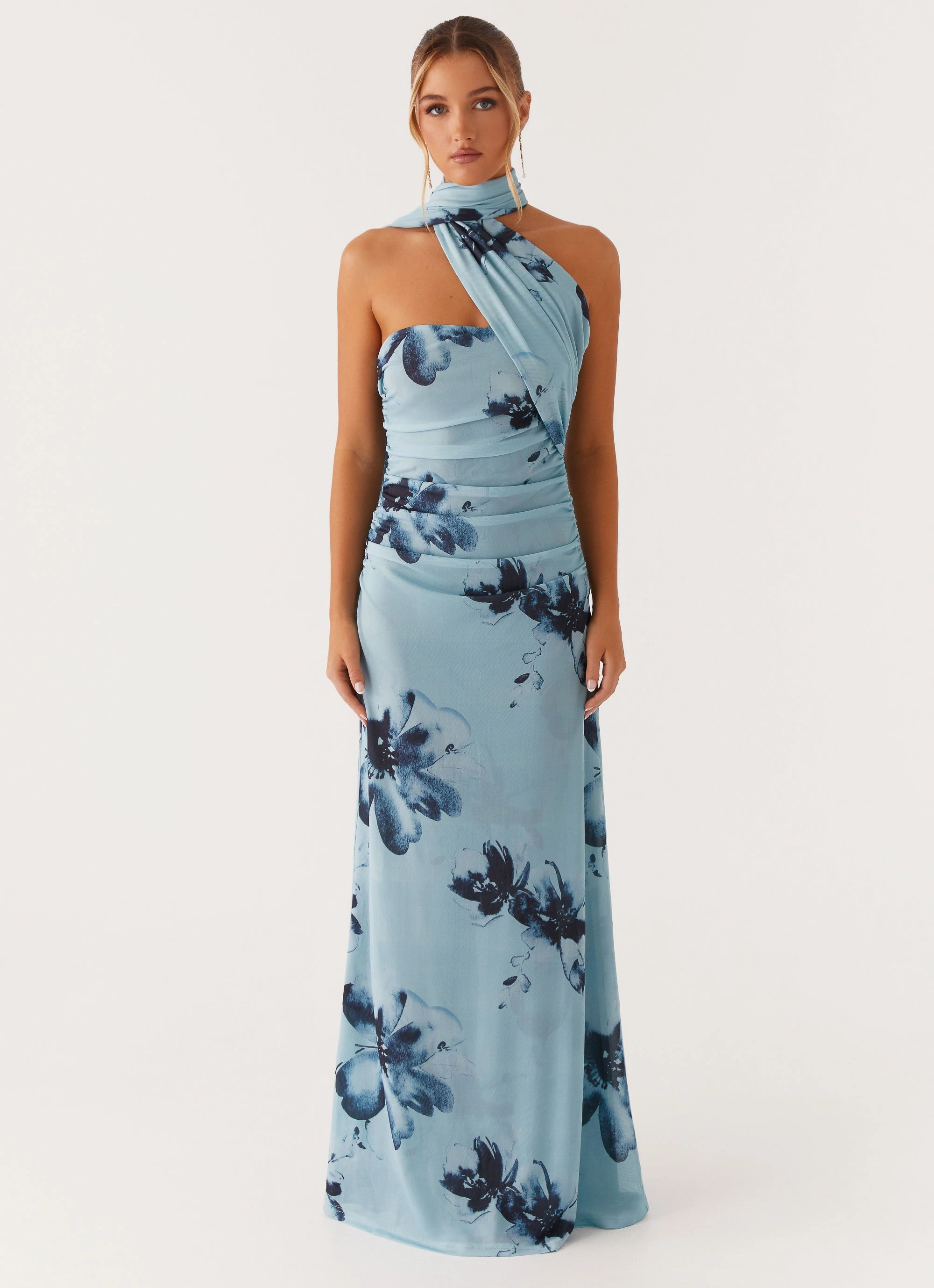 Songbird Maxi Dress - Blue Black Floral Modern Layering
