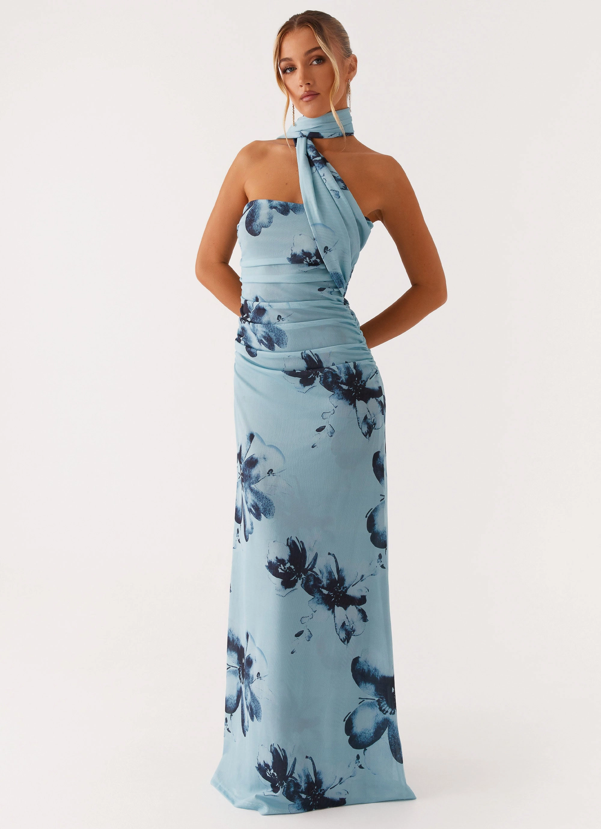 Clean Grace Songbird Maxi Dress - Blue Black Floral