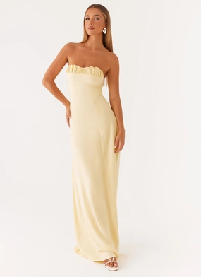 Church Scene Bridal-Shower Tayla Linen Maxi Dress - Yellow
