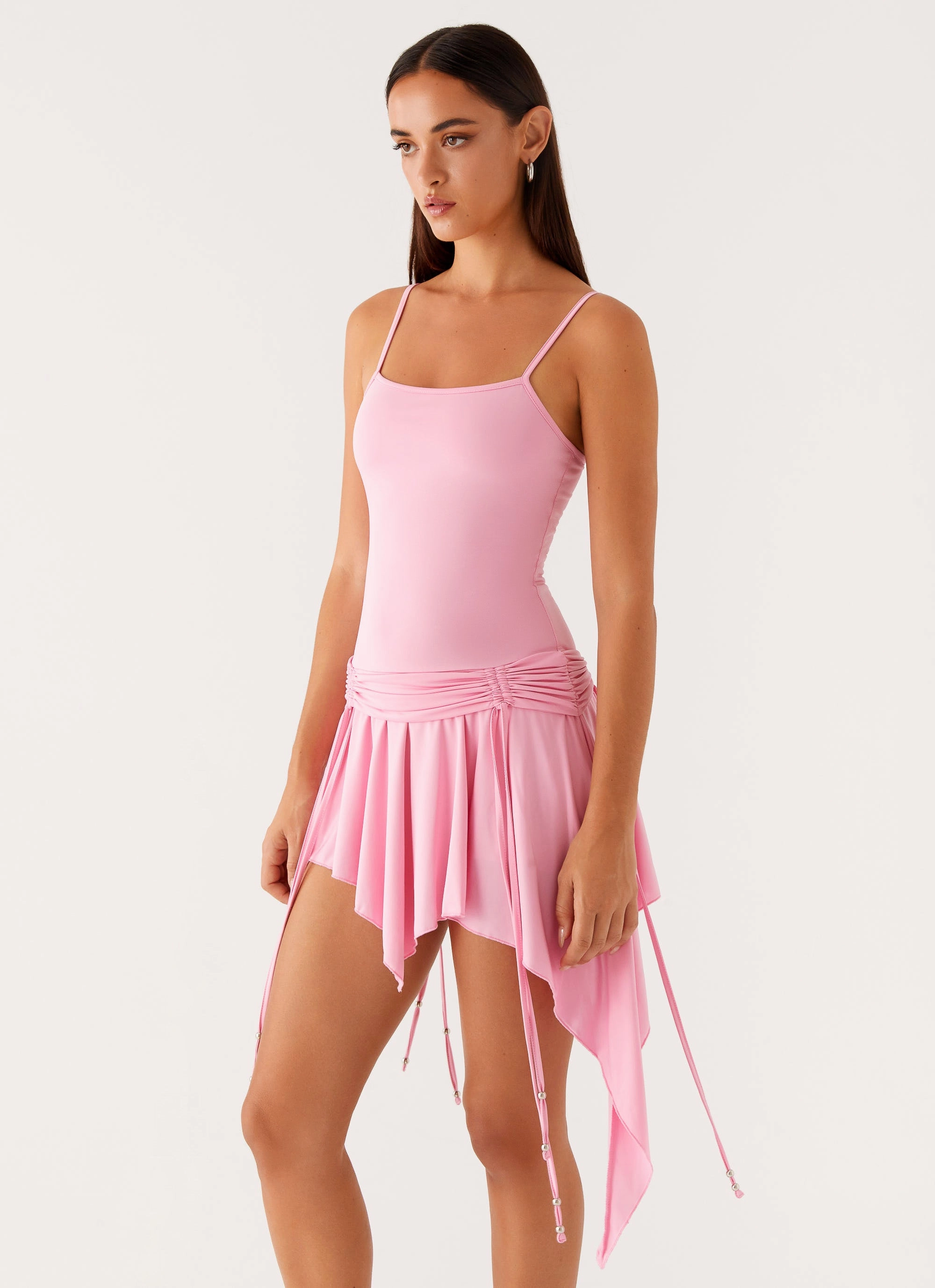 Lino Mini Dress - Baby Pink Social Ease Cut-Out-Detail