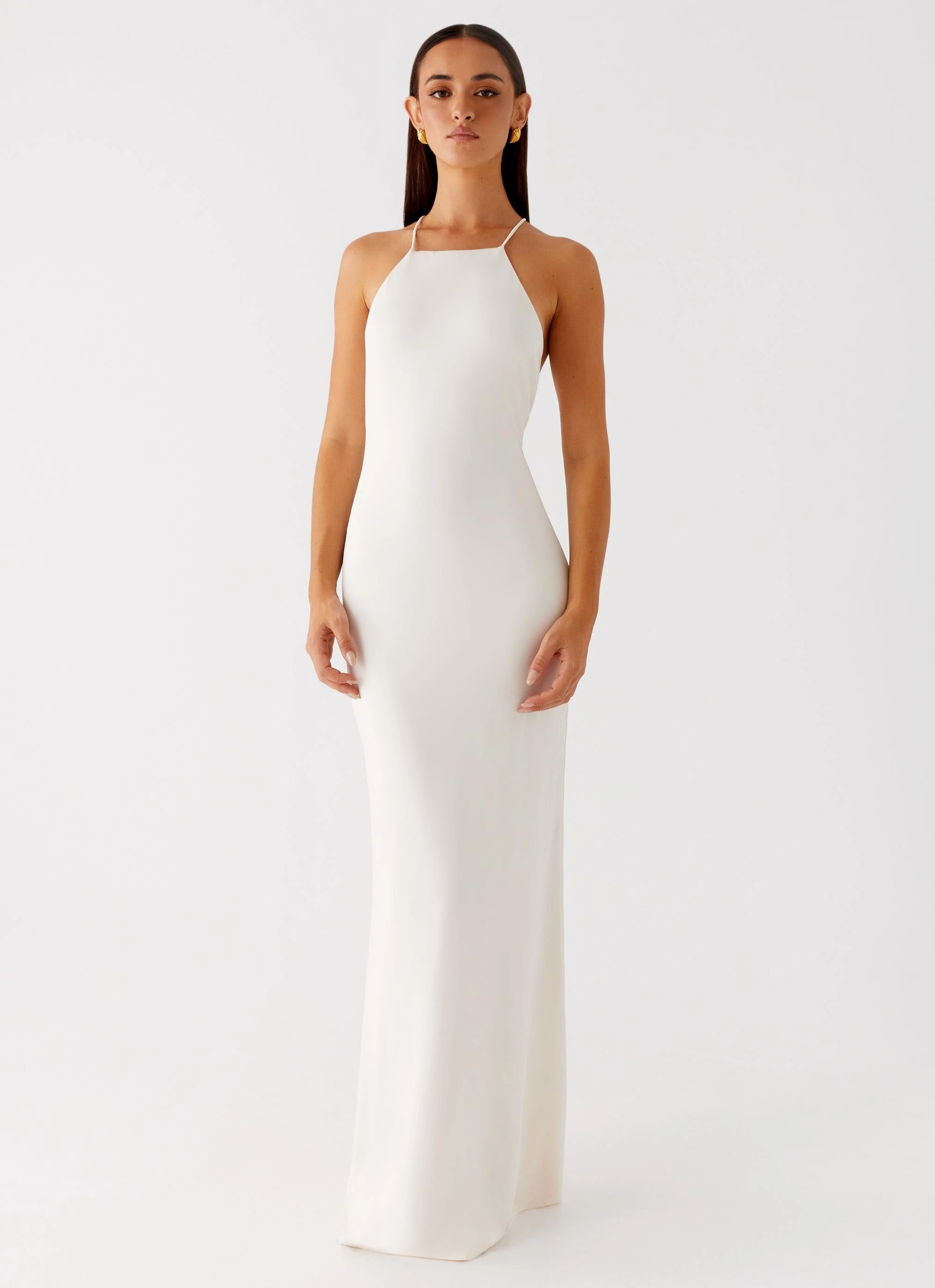 Raffa Pearl Maxi Dress - Ivory Retro Detail