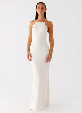 Raffa Pearl Maxi Dress - Ivory Retro Detail
