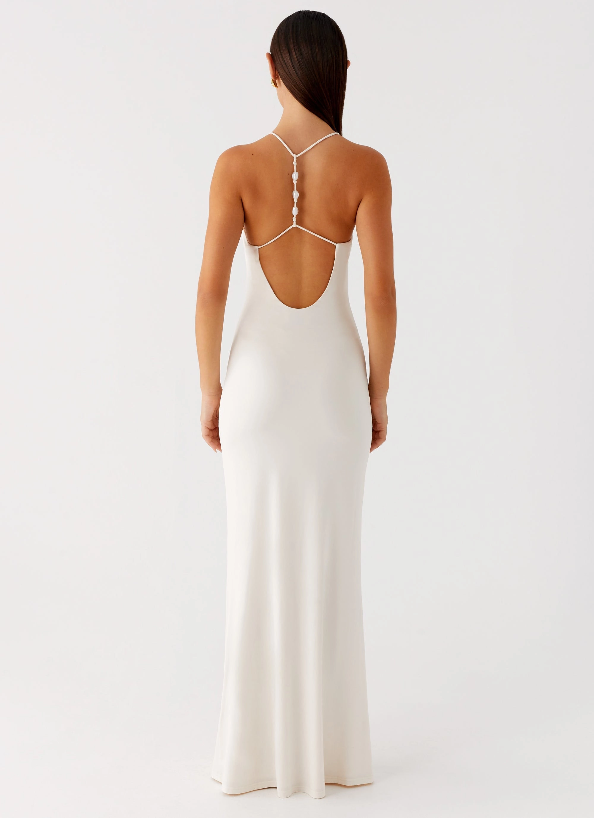 Smooth Shape Stylish Feel Raffa Pearl Maxi Dress - Ivory