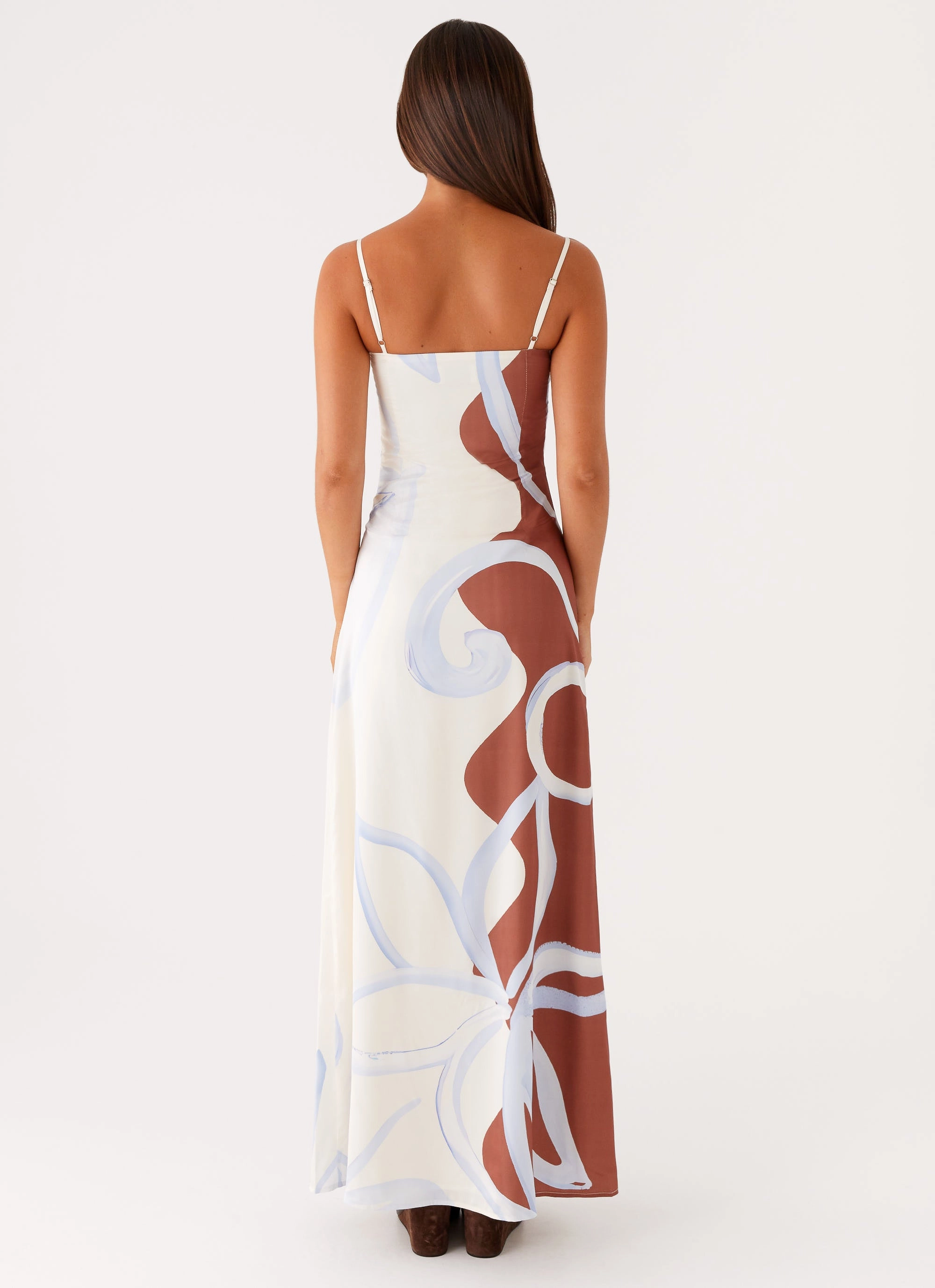 Year Round Easy Layering Piece Aster Bloom Maxi Dress - Bloom Wave Print