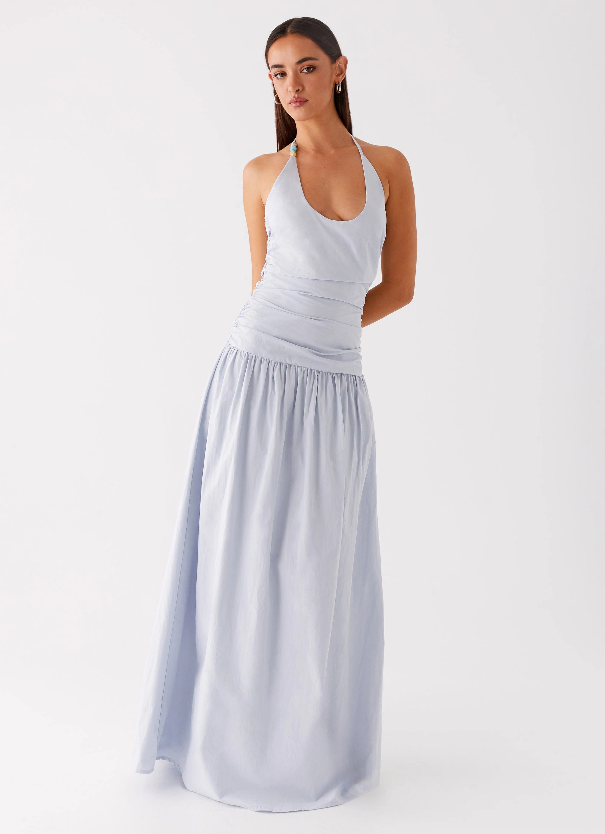 Refined Feel All-Season Comfort Cristina Halter Maxi Dress - Cornflower Blue