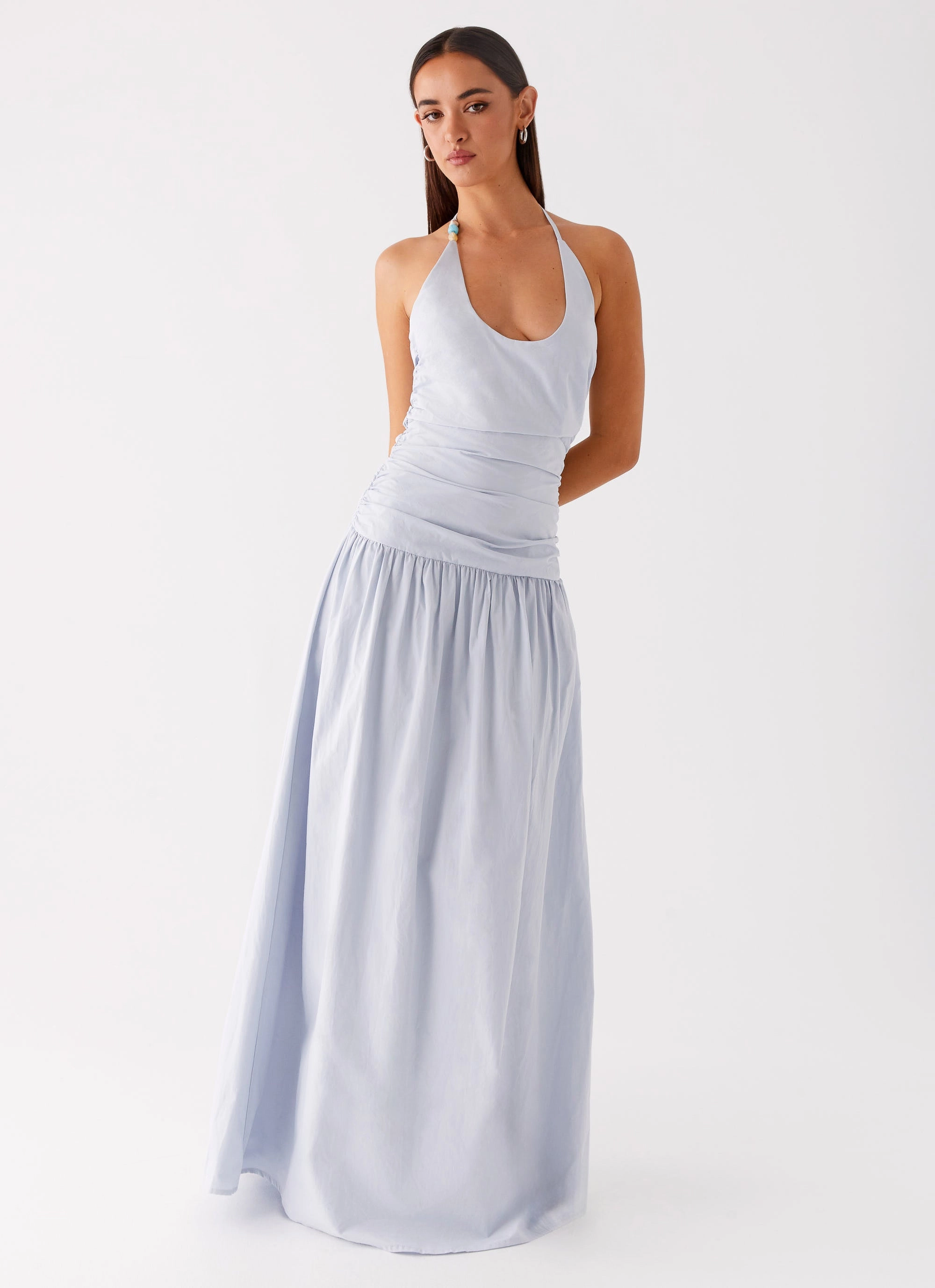 Soft Appearance Gentle Shine Cristina Halter Maxi Dress - Cornflower Blue