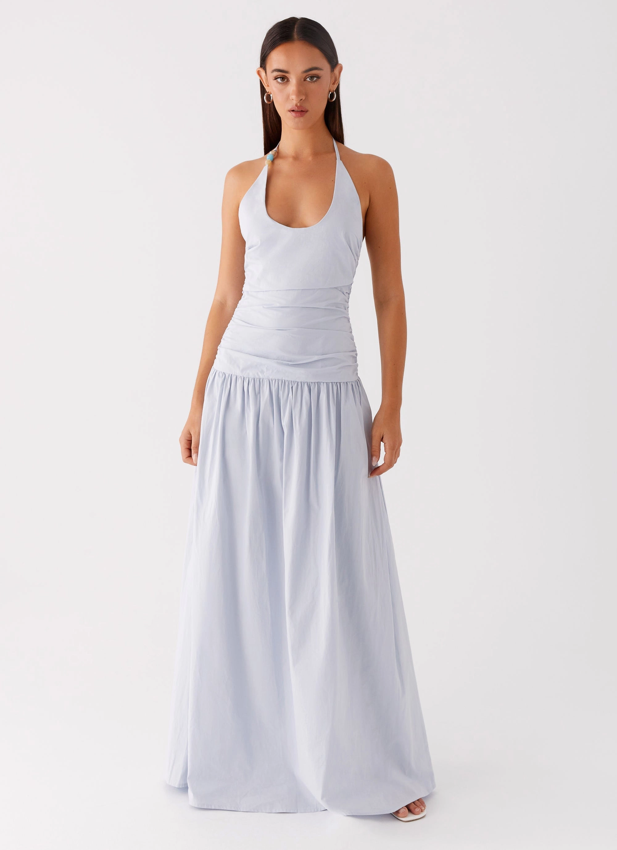 Cristina Halter Maxi Dress - Cornflower Blue Lounge Outfit