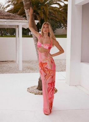 Sorella Maxi Dress - Tropical Pink Print bold appearance