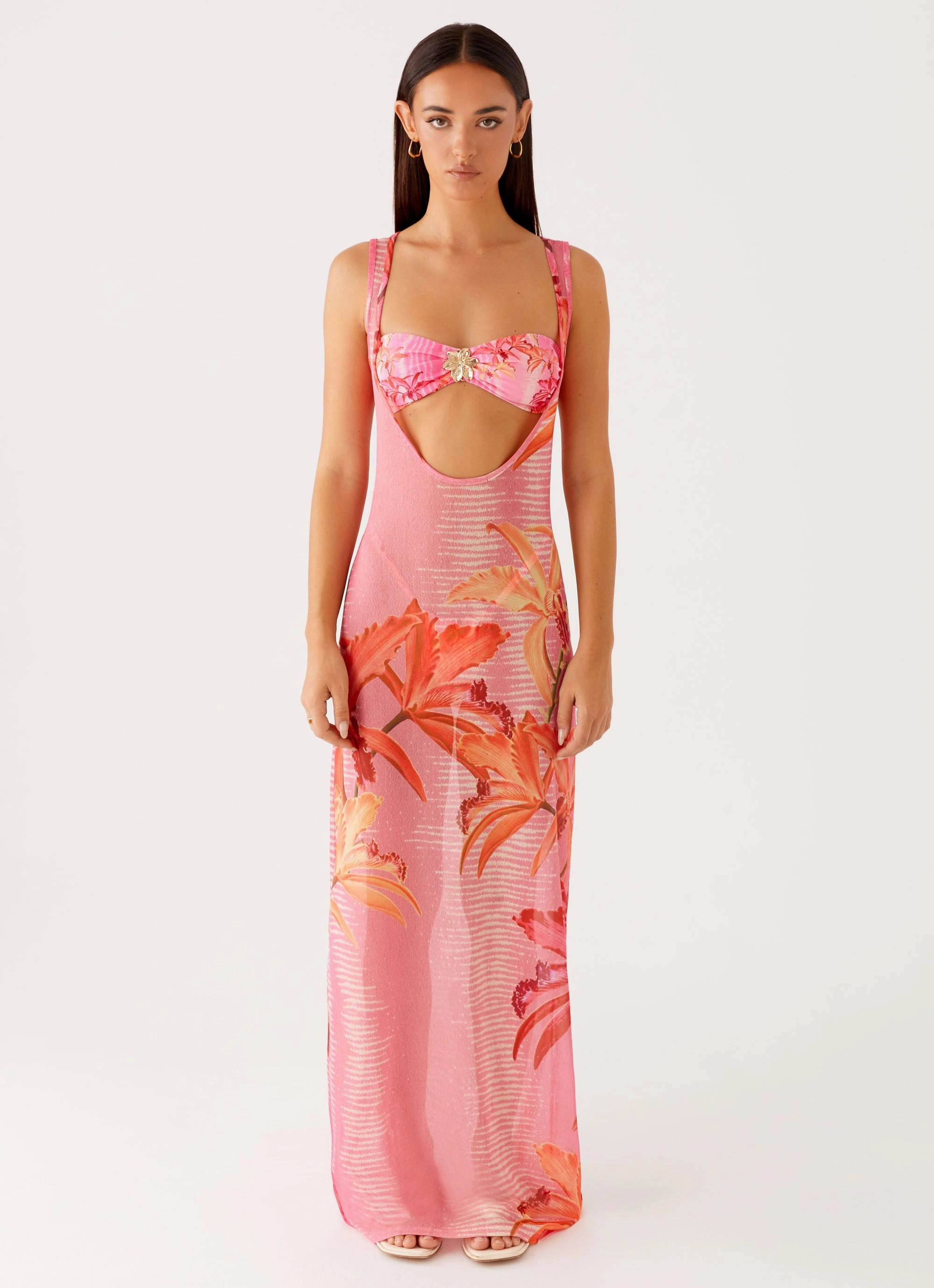 Sorella Maxi Dress - Tropical Pink Print vacation look Comfortable Cut