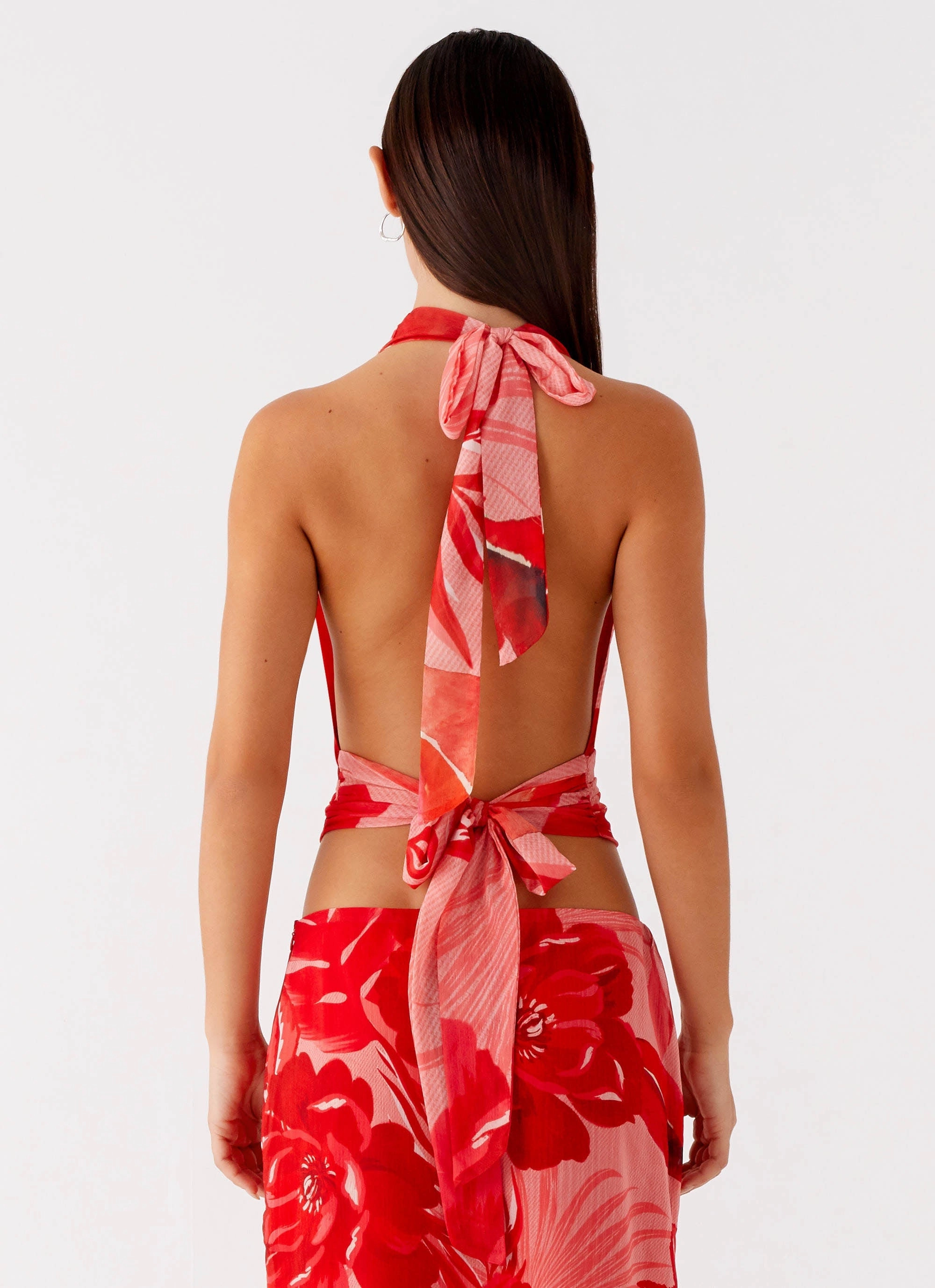 StretchKnit Soren Halter Top - Sicily Sunsets Print