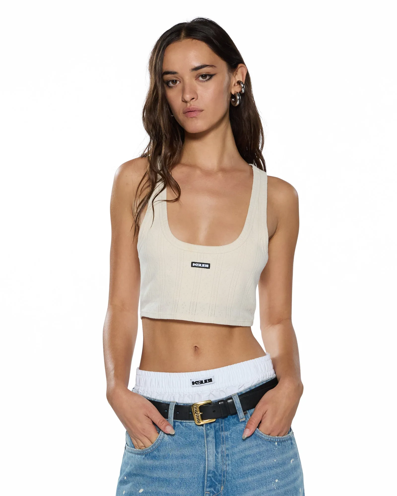 UV Protection GarmentDyed SOTT ORIGIN CROP TANK CREAM Soft Touch Collar