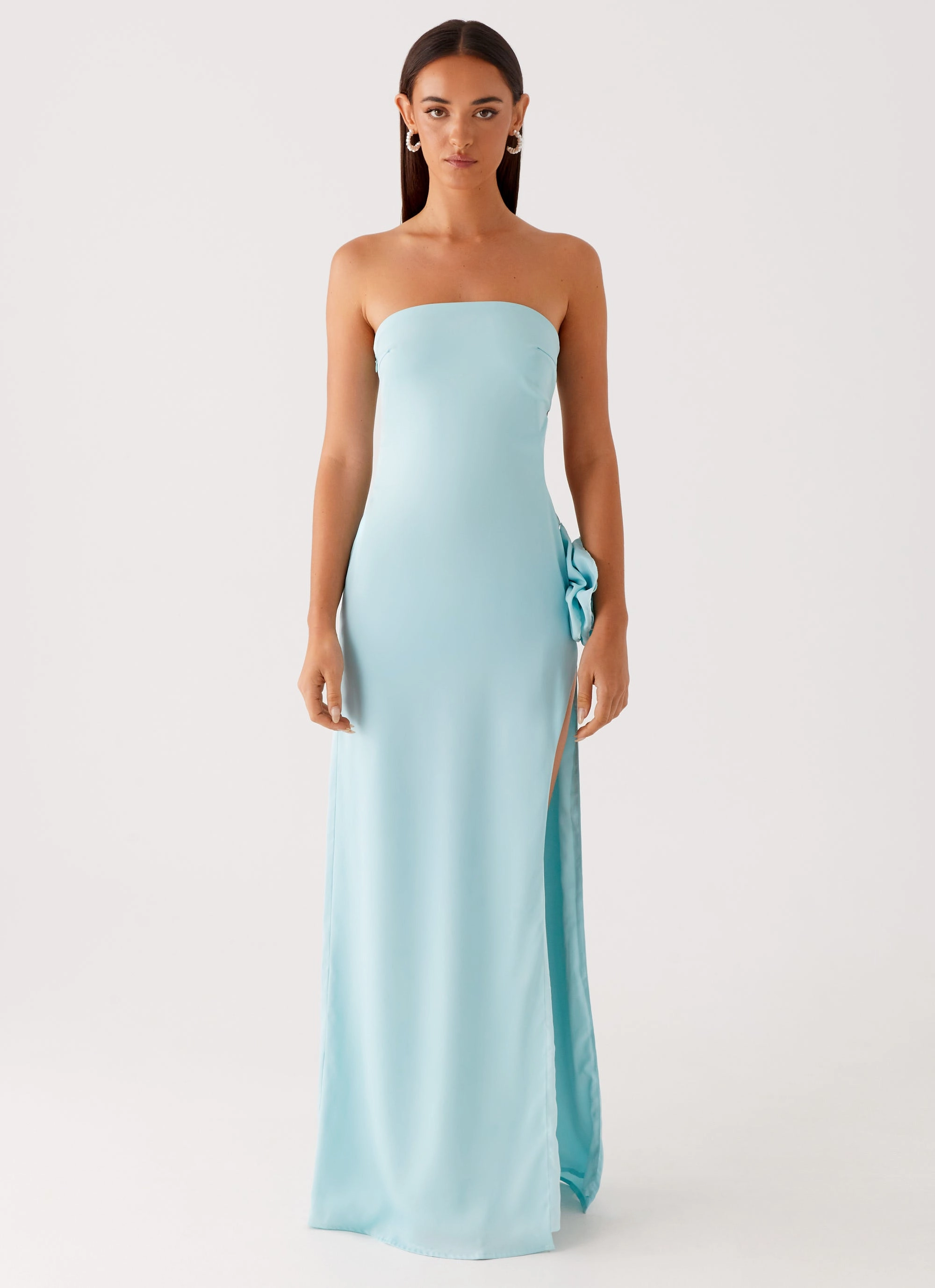 Jewel Accent Fenway Strapless Maxi Dress - Mint