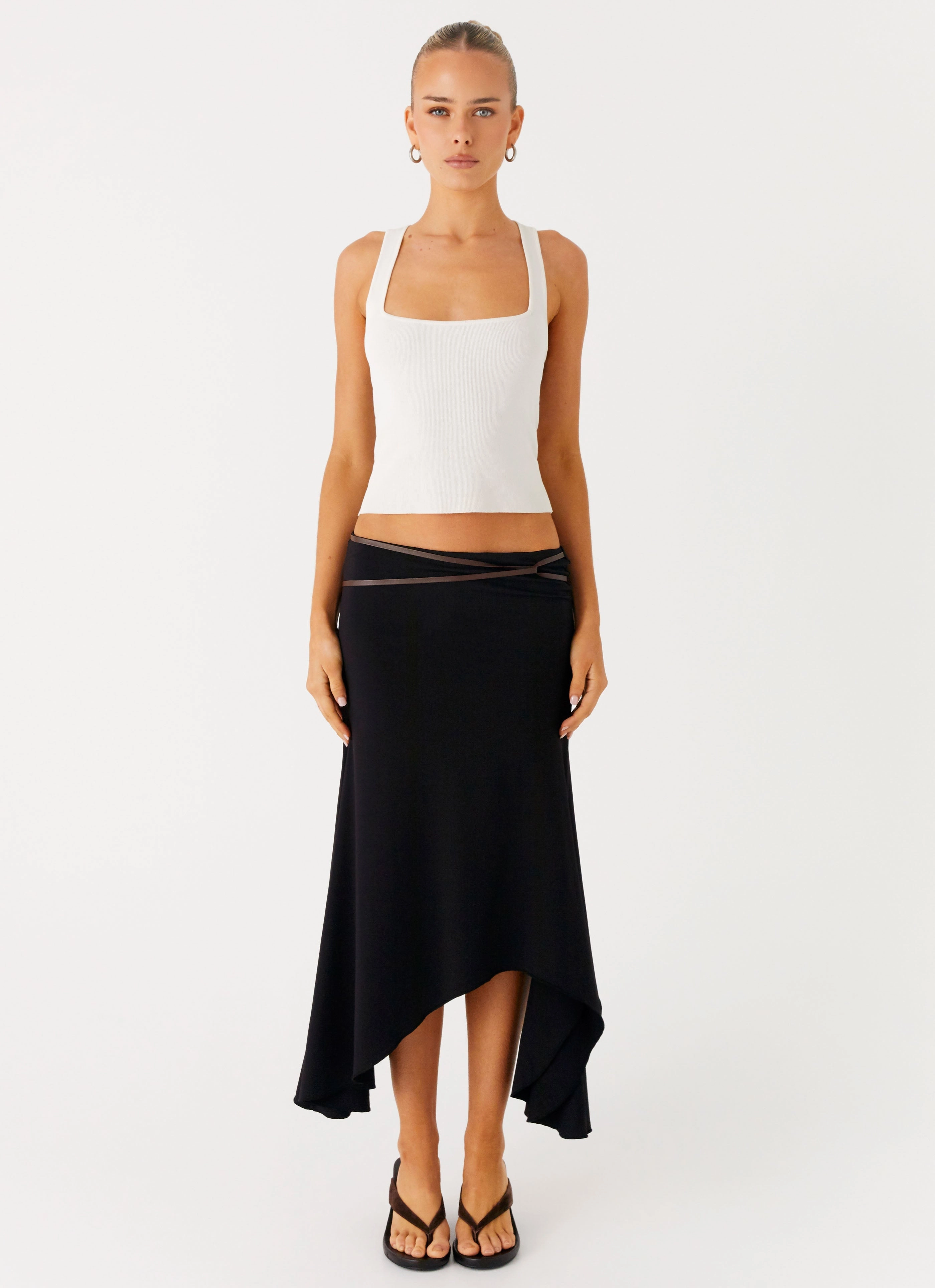 Seattle Midi Skirt - Black Sporty Casual Foldable Design