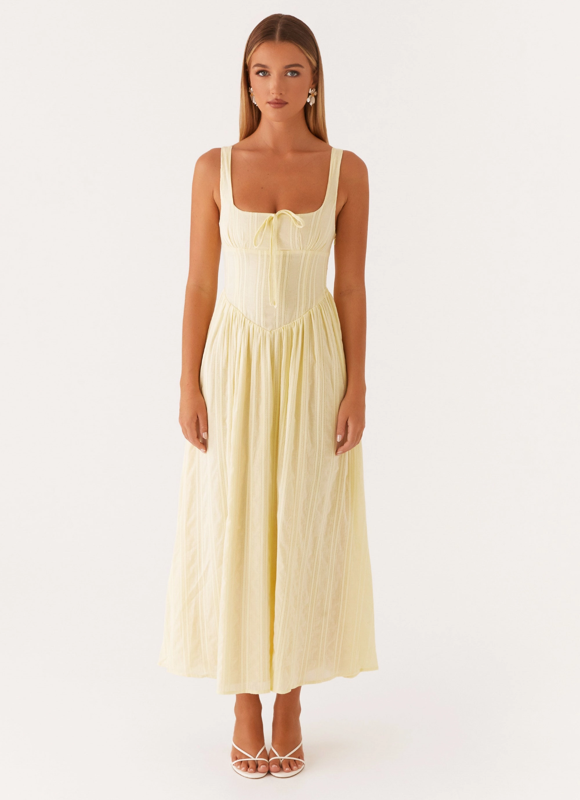 Pascuelle Midi Dress - Yellow Shine Moment Lounge Texture