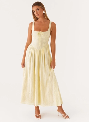 One-Shoulder Pascuelle Midi Dress - Yellow