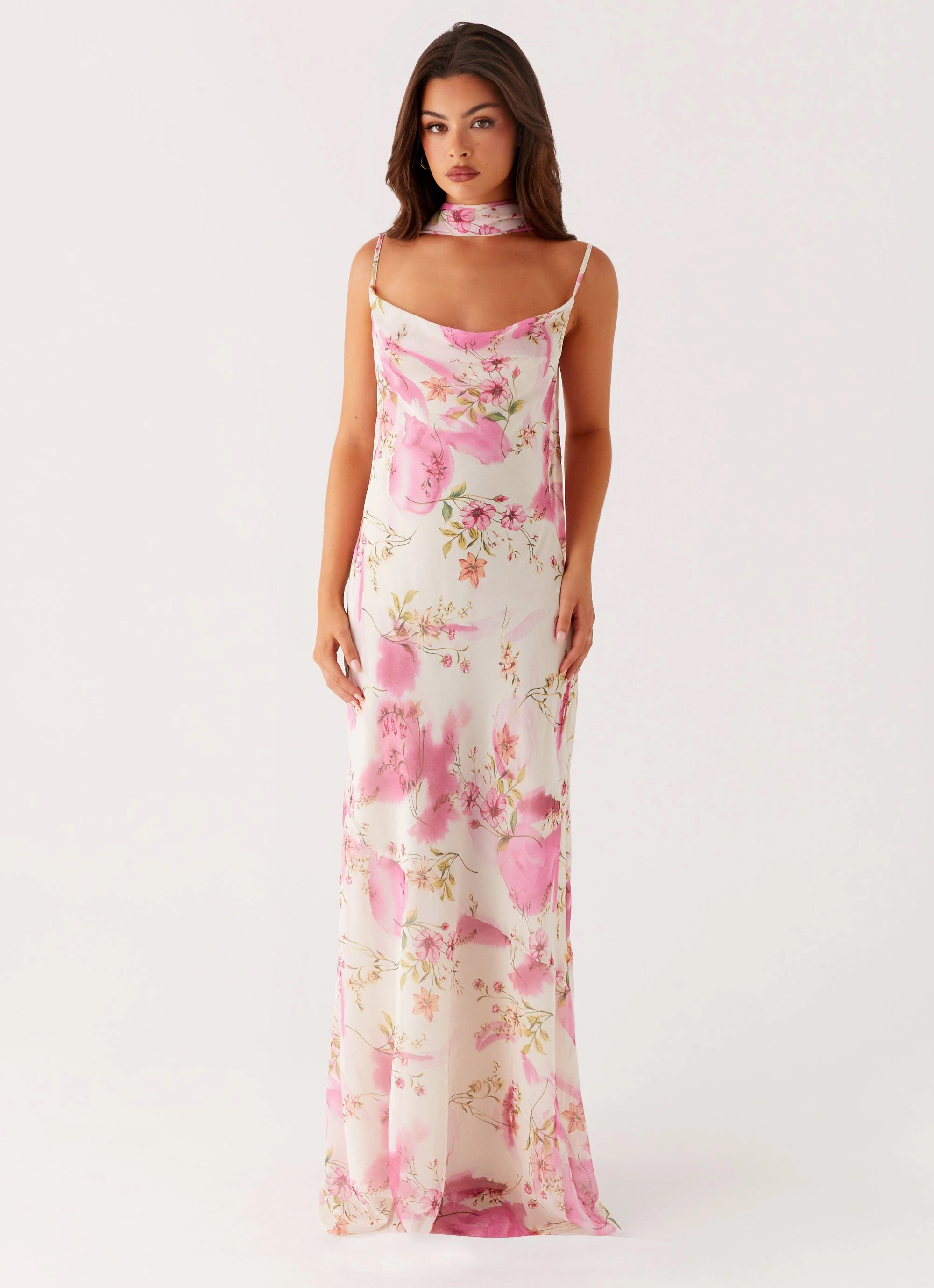 Spencer Maxi Dress - Ivory Floral Print Wool-Blend