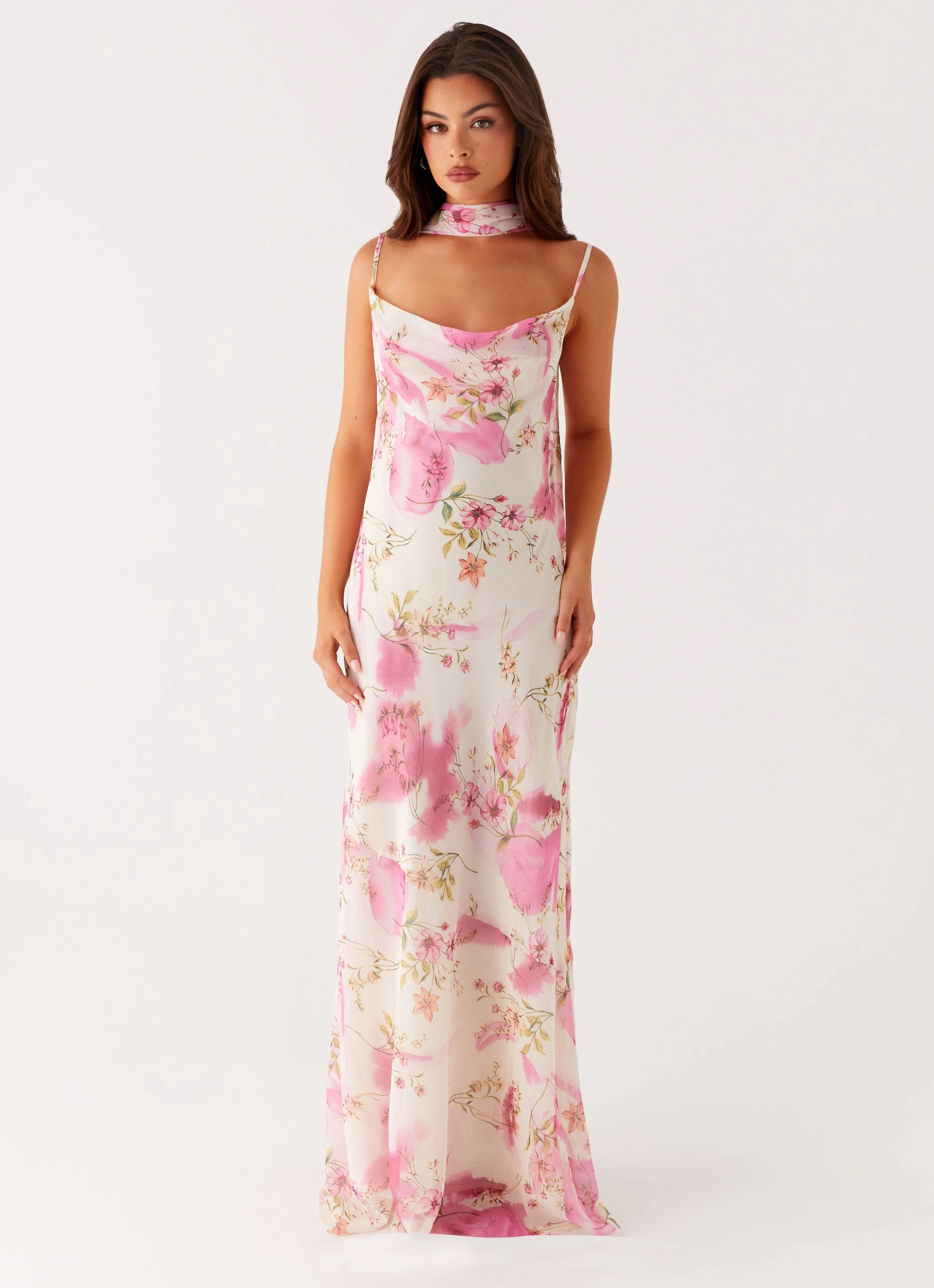 Spencer Maxi Dress - Ivory Floral Print Light Fit