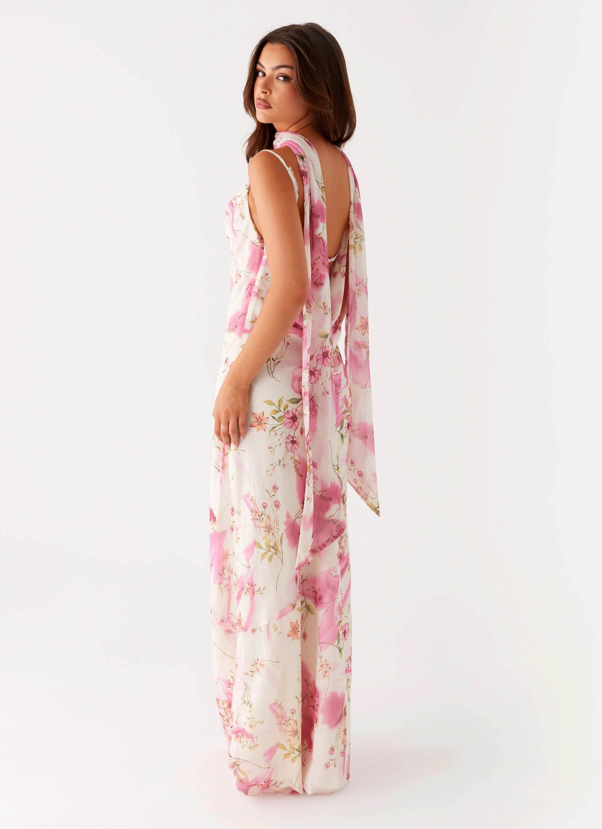 Spencer Maxi Dress - Ivory Floral Print Snag-Resistant Compressible