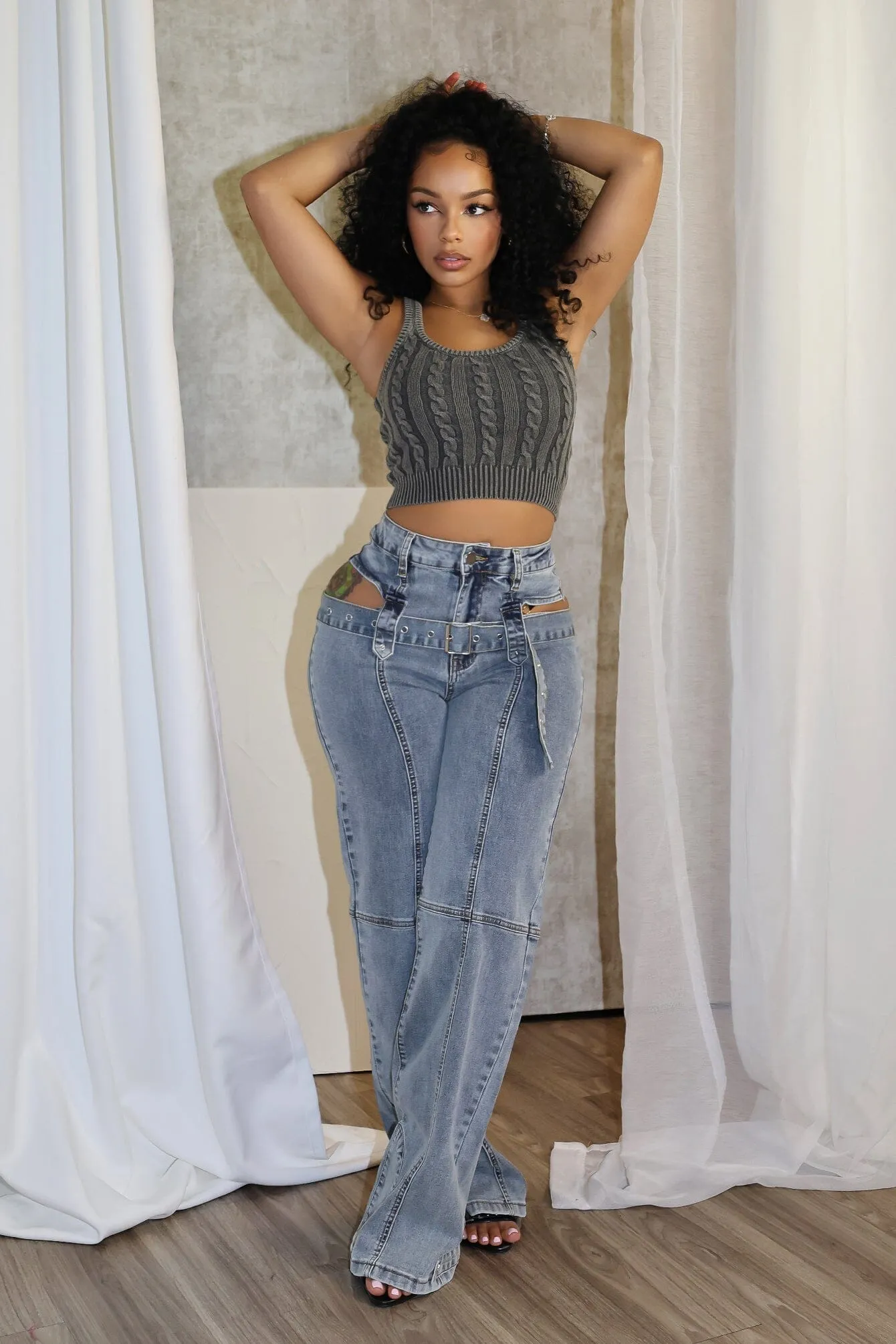 Spice It Up Cable Knit Tank Top YarnBlend