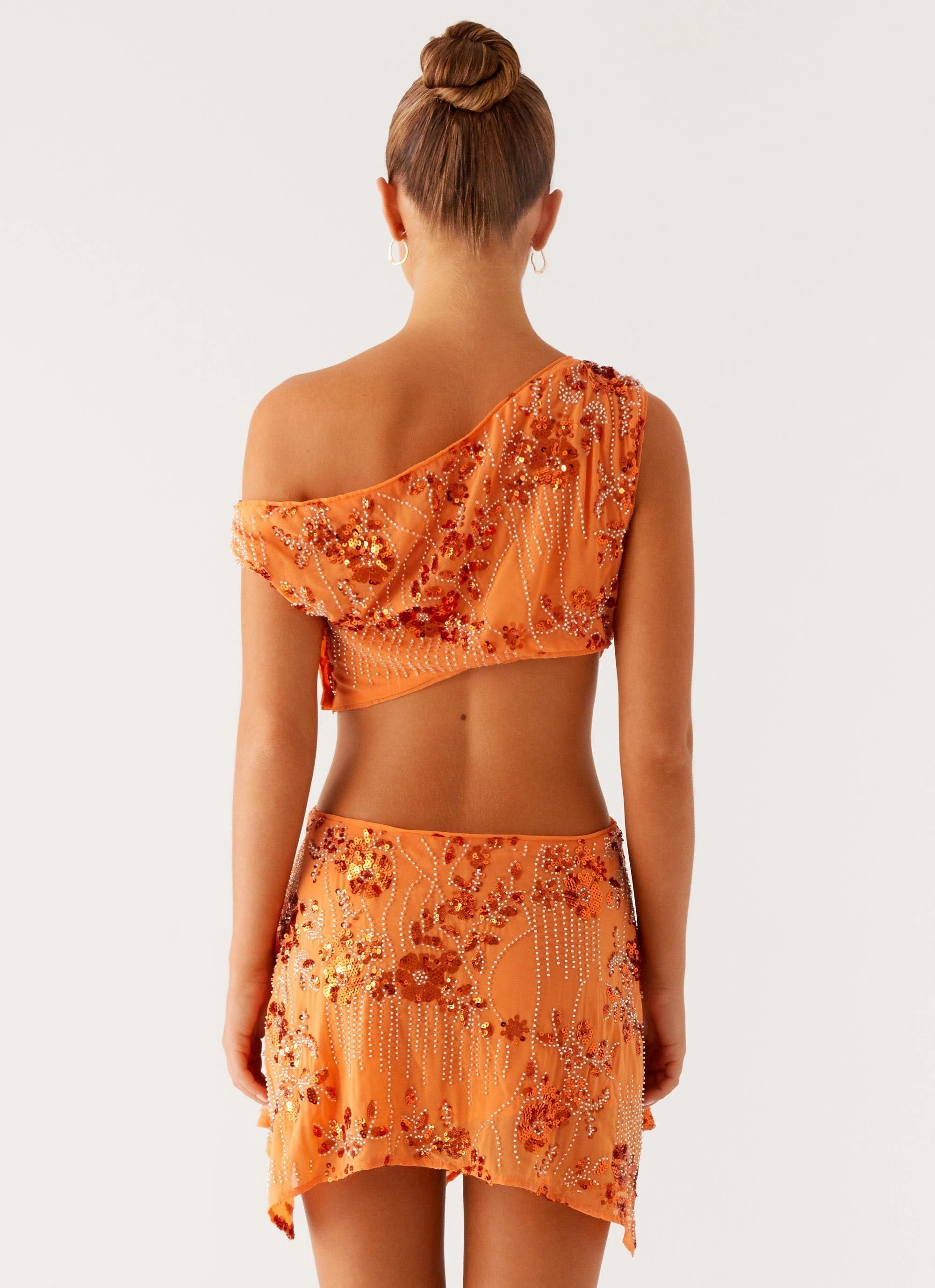 Comfy Wear Bare Glow Aletta Sequin Mini Dress - Orange