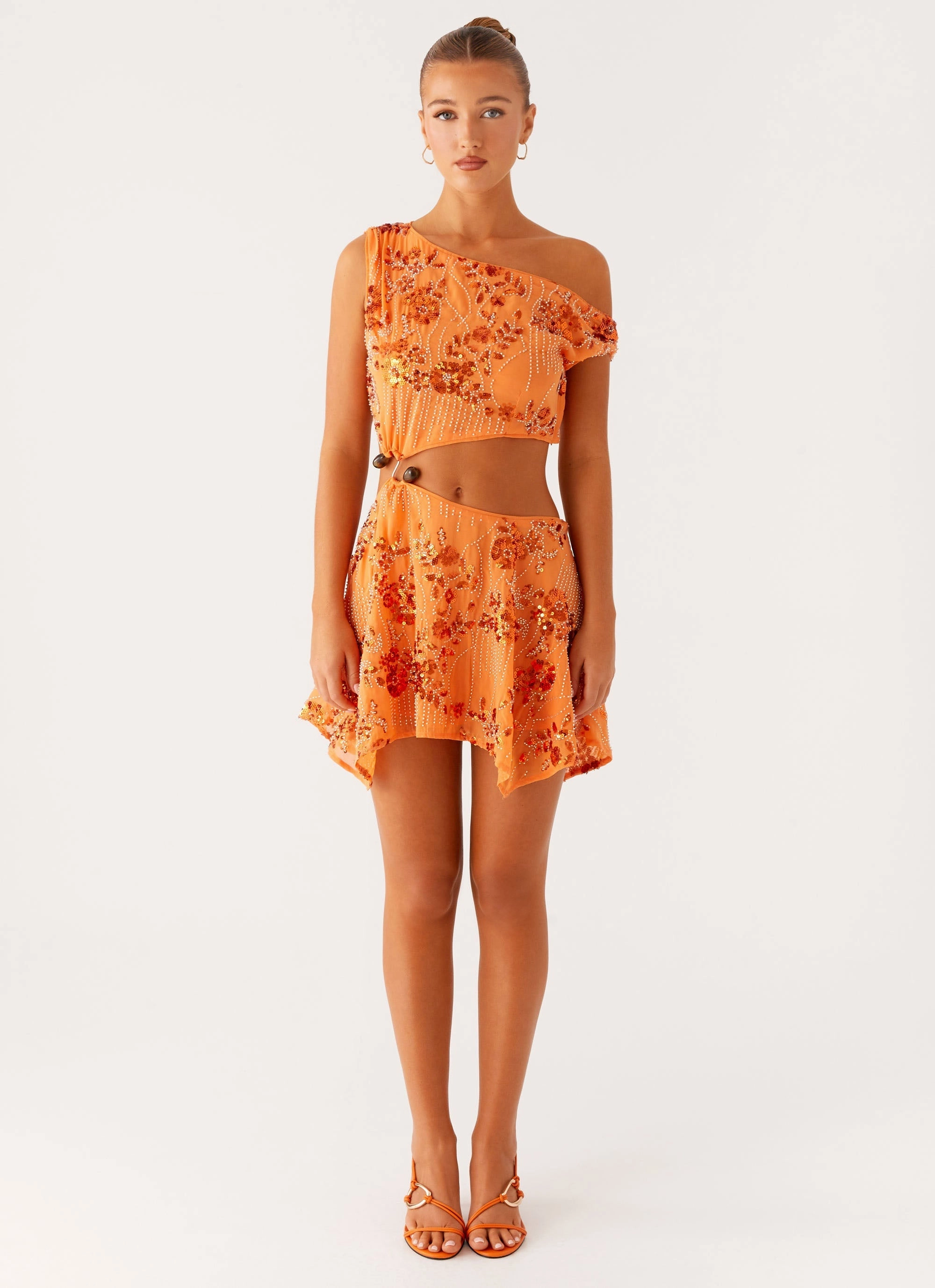 Aletta Sequin Mini Dress - Orange Cozy Movement