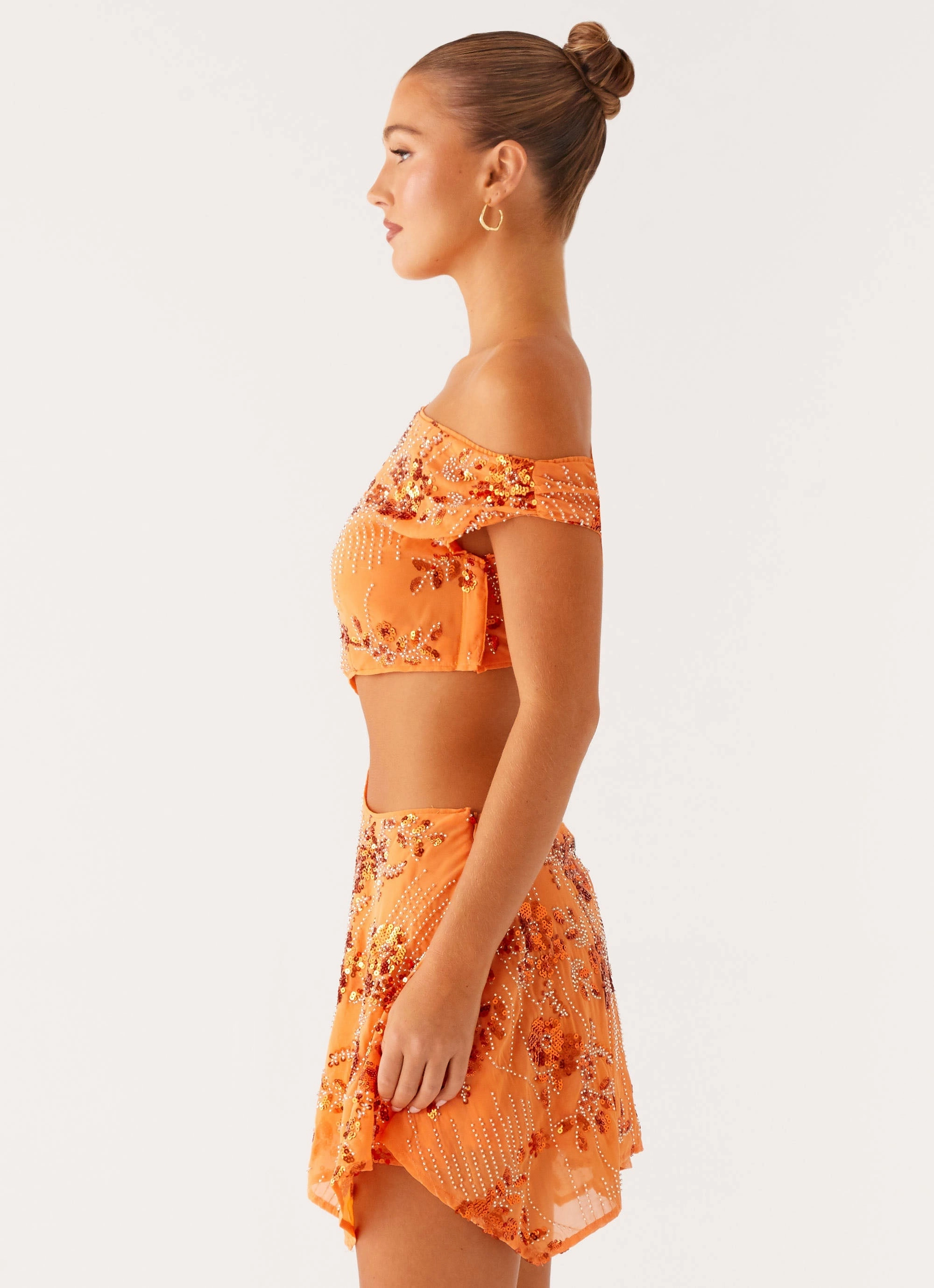Aletta Sequin Mini Dress - Orange Vacation Outfit