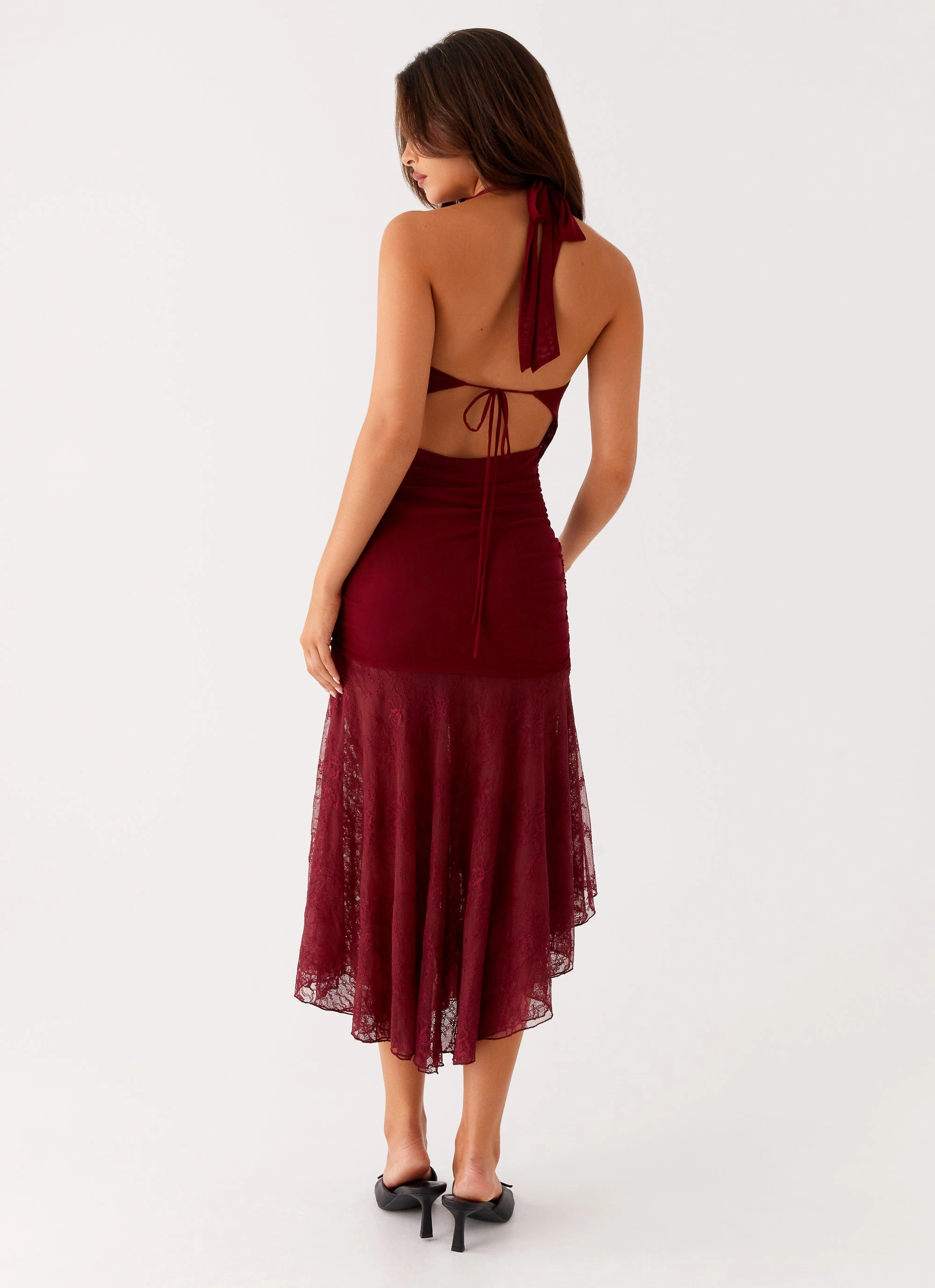 Burnout Midi Dress - Maroon relaxed elegance